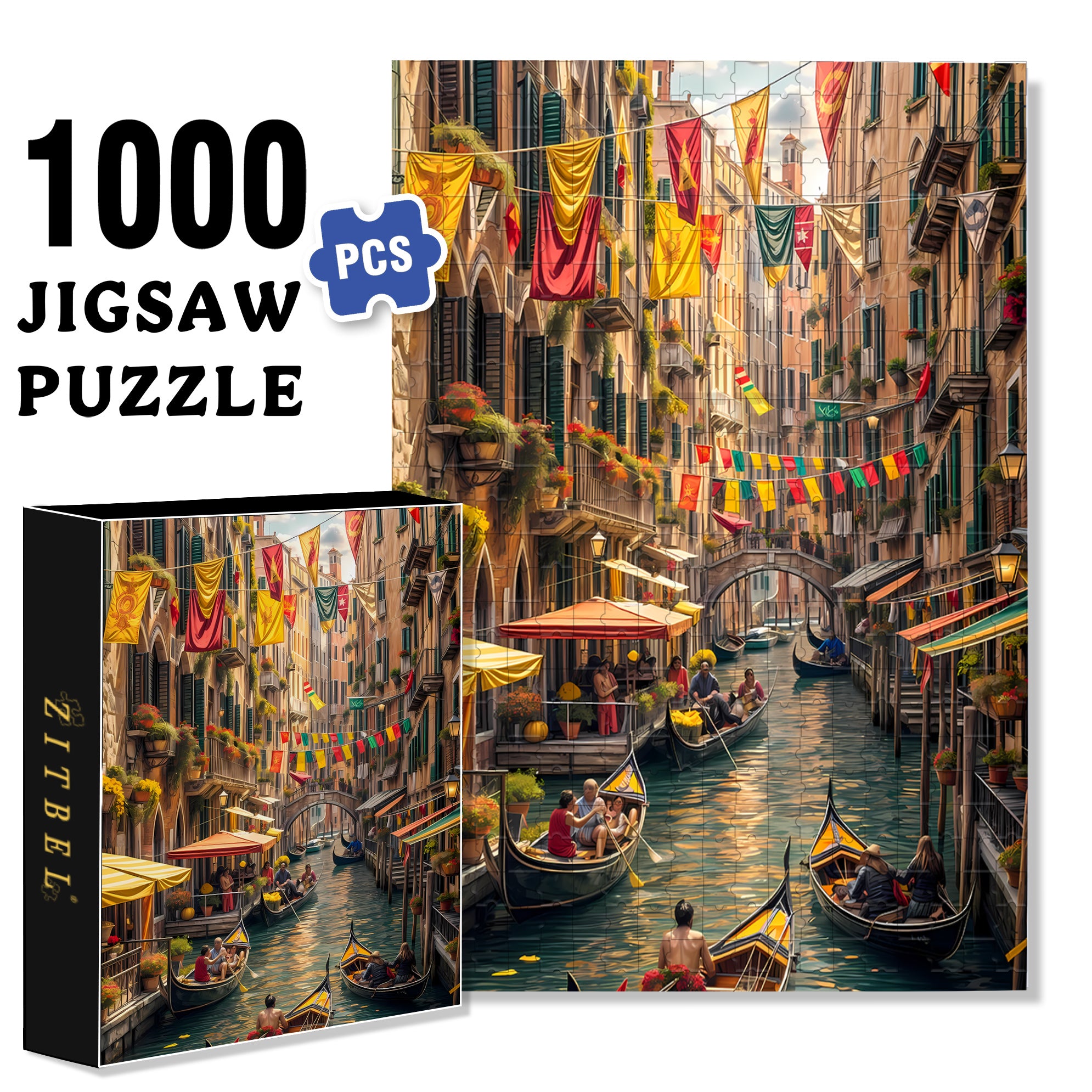 Venice 500pcs/1000pcs Jigsaw Puzzle, Scratch-Resistant, Interactive Family Game & Brain-Boosting DIY Decor, Perfect for Halloween, Christmas & New Year Gifts, Family Puzzle Game