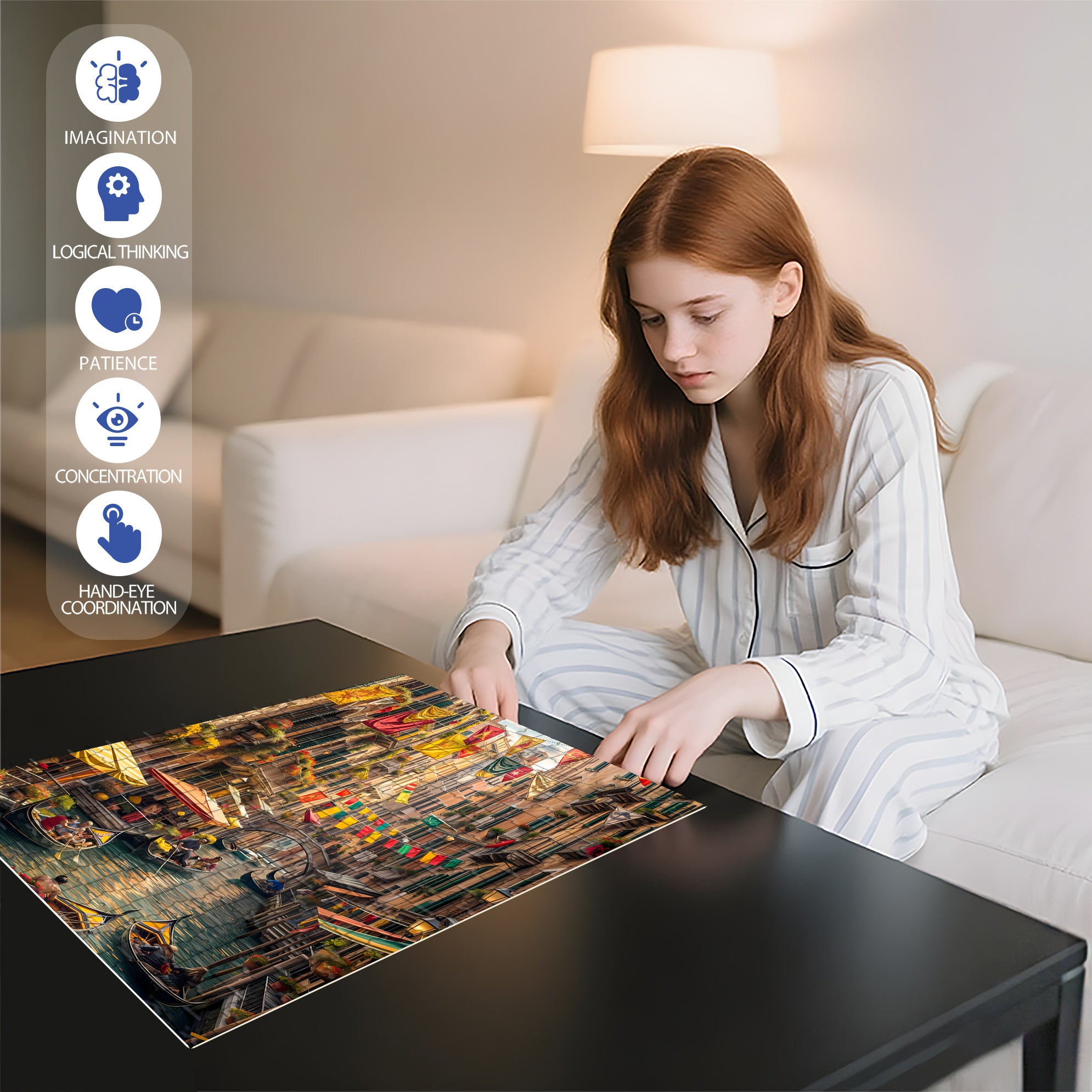 Venice 500pcs/1000pcs Jigsaw Puzzle, Scratch-Resistant, Interactive Family Game & Brain-Boosting DIY Decor, Perfect for Halloween, Christmas & New Year Gifts, Family Puzzle Game