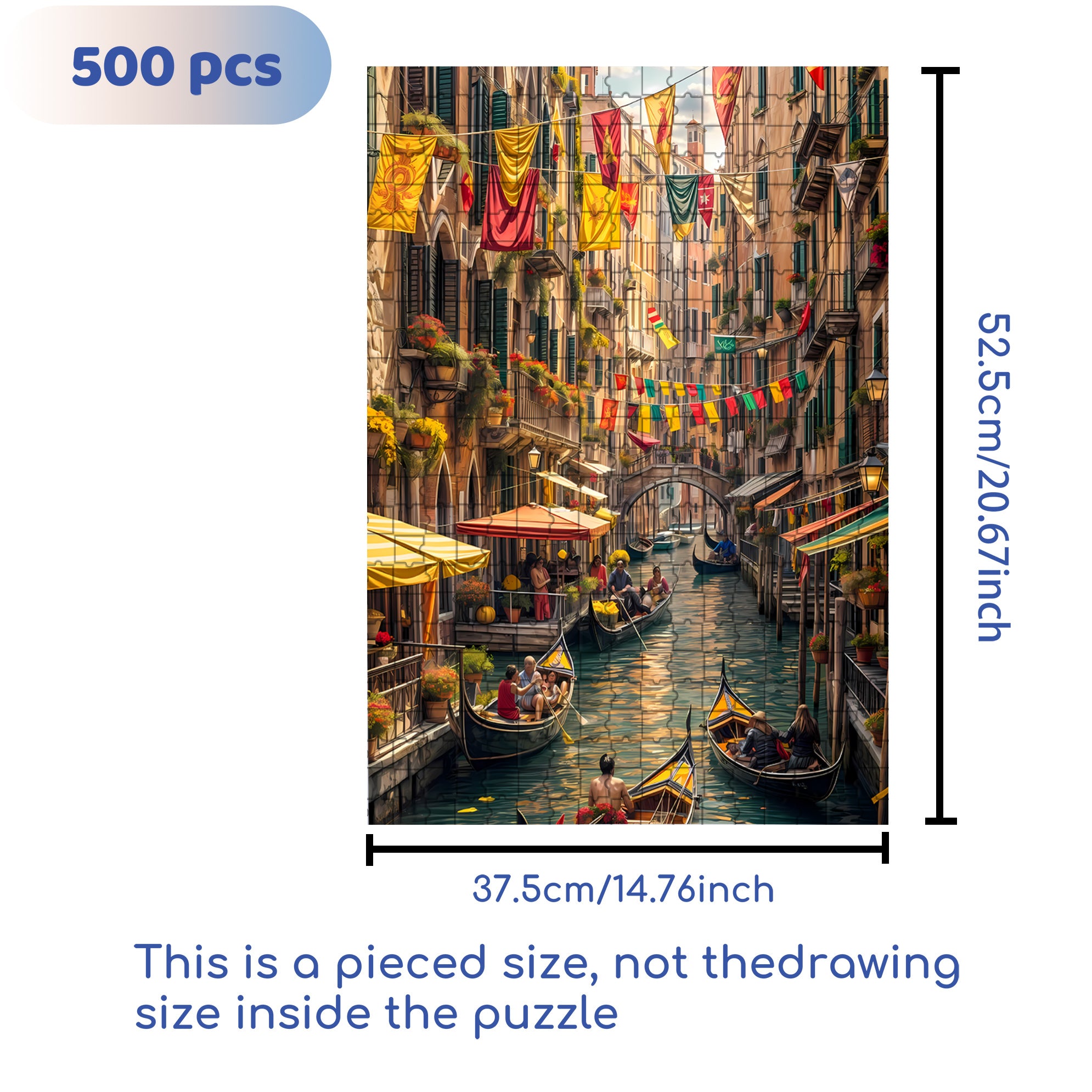 Venice 500pcs/1000pcs Jigsaw Puzzle, Scratch-Resistant, Interactive Family Game & Brain-Boosting DIY Decor, Perfect for Halloween, Christmas & New Year Gifts, Family Puzzle Game