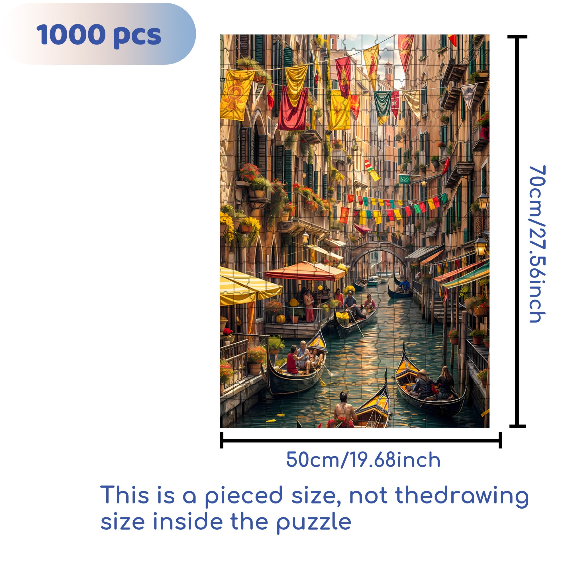 Venice 500pcs/1000pcs Jigsaw Puzzle, Scratch-Resistant, Interactive Family Game & Brain-Boosting DIY Decor, Perfect for Halloween, Christmas & New Year Gifts, Family Puzzle Game