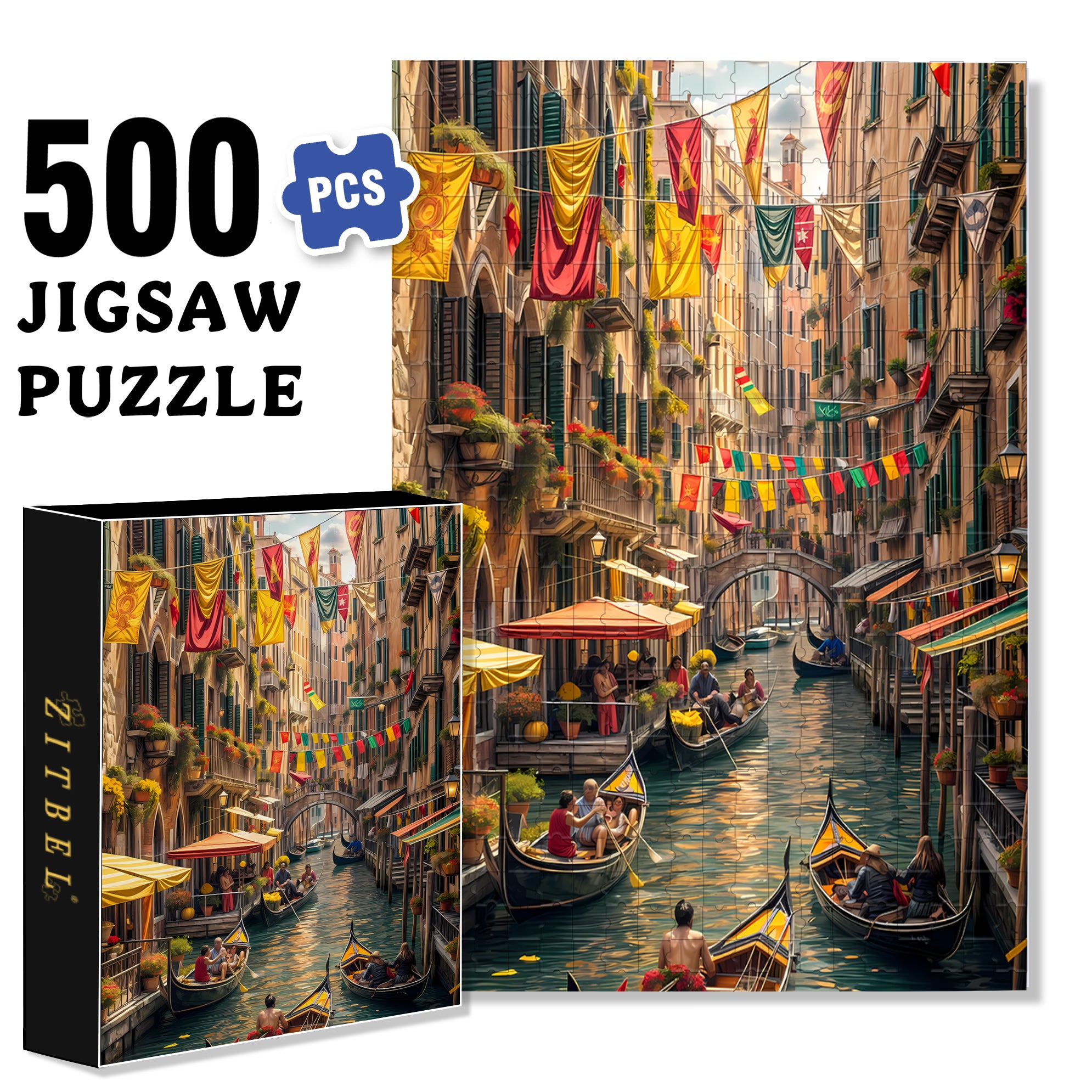 Venice 500pcs/1000pcs Jigsaw Puzzle, Scratch-Resistant, Interactive Family Game & Brain-Boosting DIY Decor, Perfect for Halloween, Christmas & New Year Gifts, Family Puzzle Game