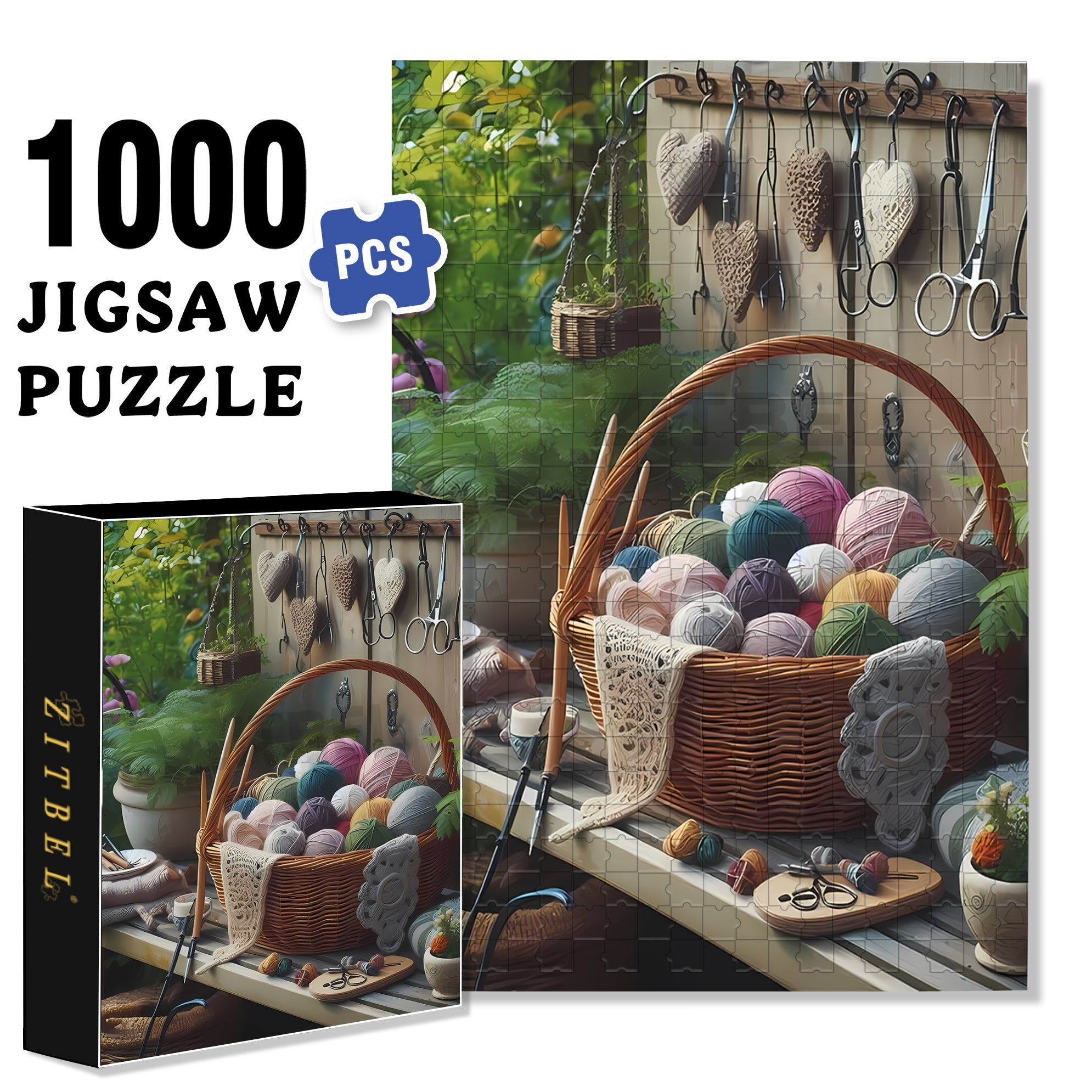 Yarn Ball 500pcs/1000pcs Jigsaw Puzzle, Scratch-Resistant, Interactive Family Game & Brain-Boosting DIY Decor, Perfect for Halloween, Christmas & New Year Gifts, Family Puzzle Game