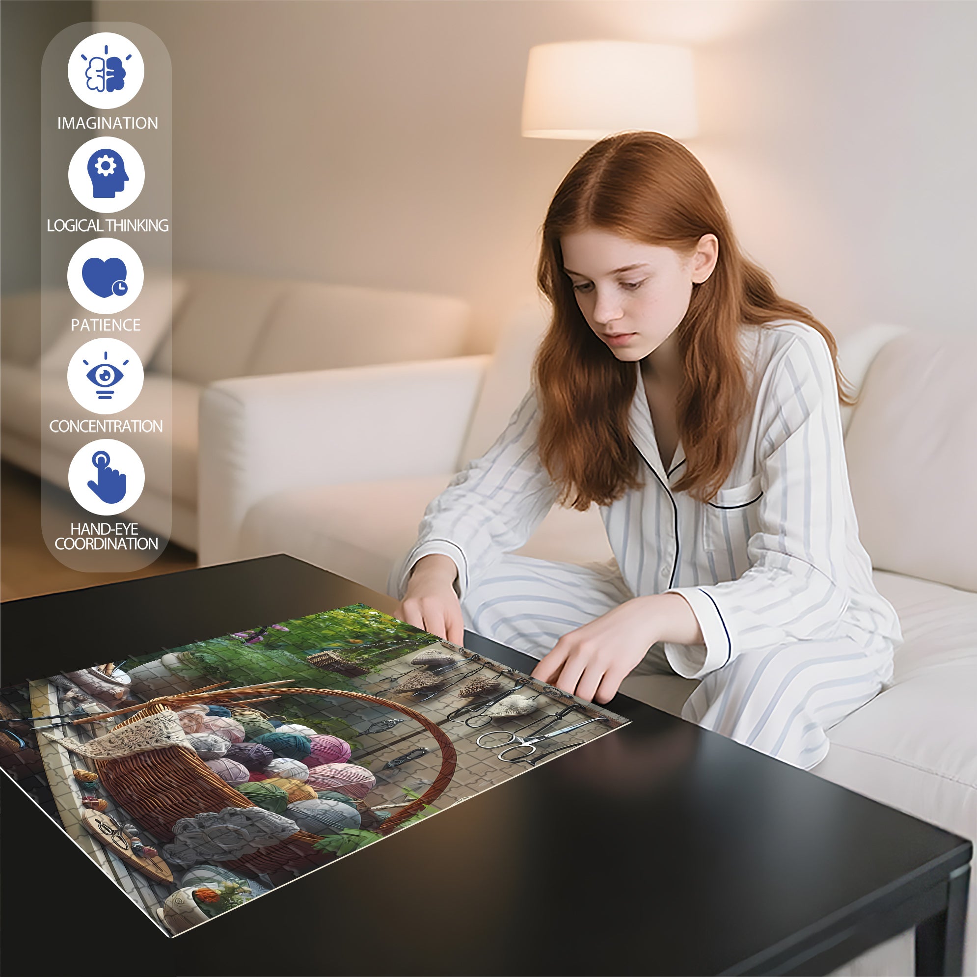 Yarn Ball 500pcs/1000pcs Jigsaw Puzzle, Scratch-Resistant, Interactive Family Game & Brain-Boosting DIY Decor, Perfect for Halloween, Christmas & New Year Gifts, Family Puzzle Game