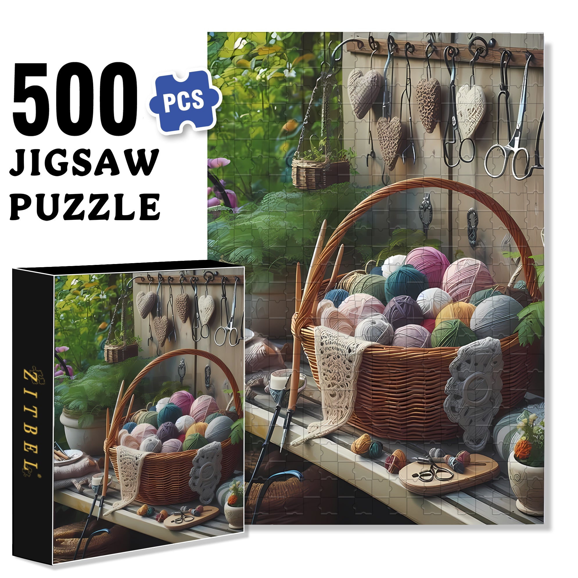 Yarn Ball 500pcs/1000pcs Jigsaw Puzzle, Scratch-Resistant, Interactive Family Game & Brain-Boosting DIY Decor, Perfect for Halloween, Christmas & New Year Gifts, Family Puzzle Game