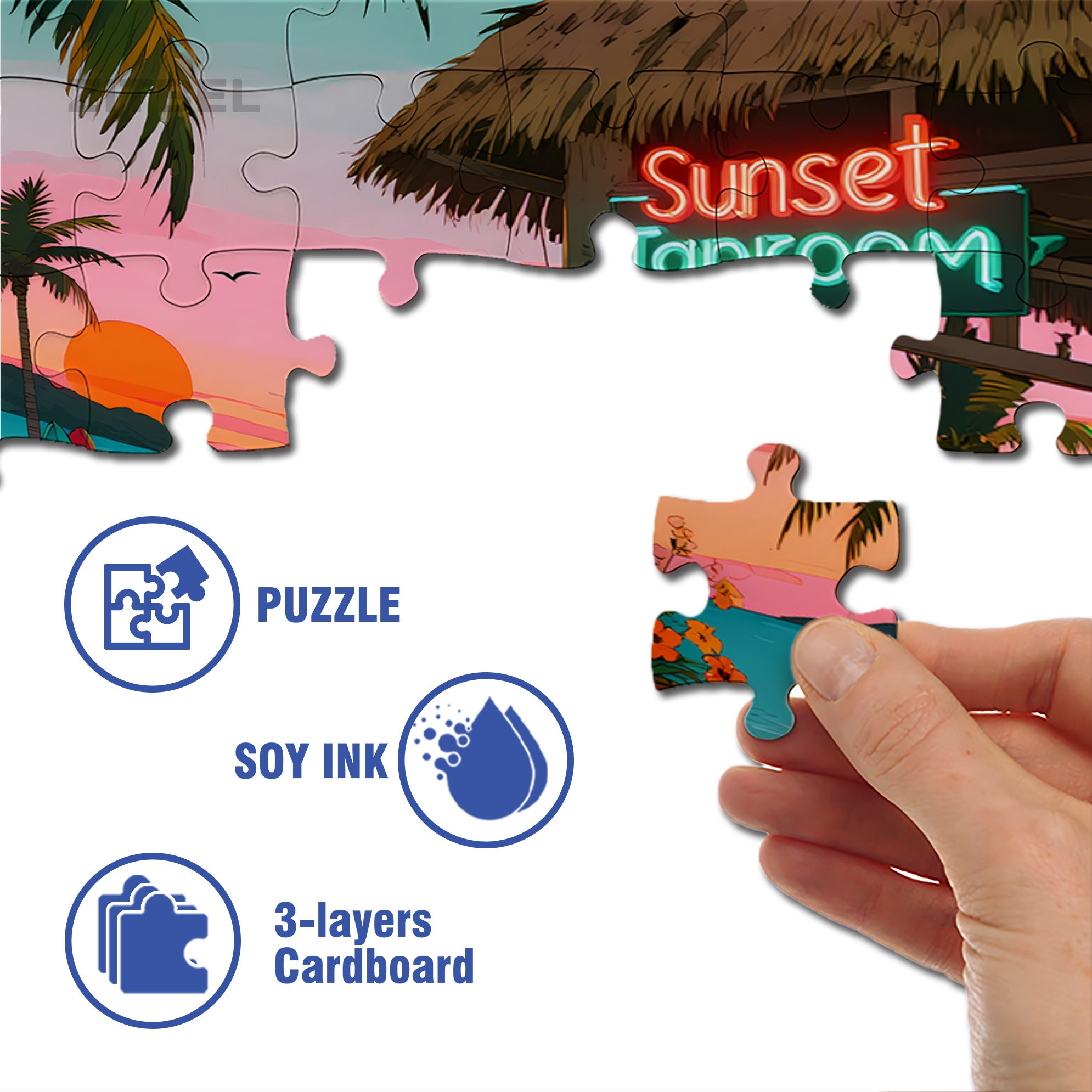 Beach Bar 500pcs/1000pcs Jigsaw Puzzle, Scratch-Resistant, Paper Material, Interactive Family Game & Brain-Boosting DIY Decor, Perfect for Halloween, Christmas & New Year Gifts, Family Puzzle Game