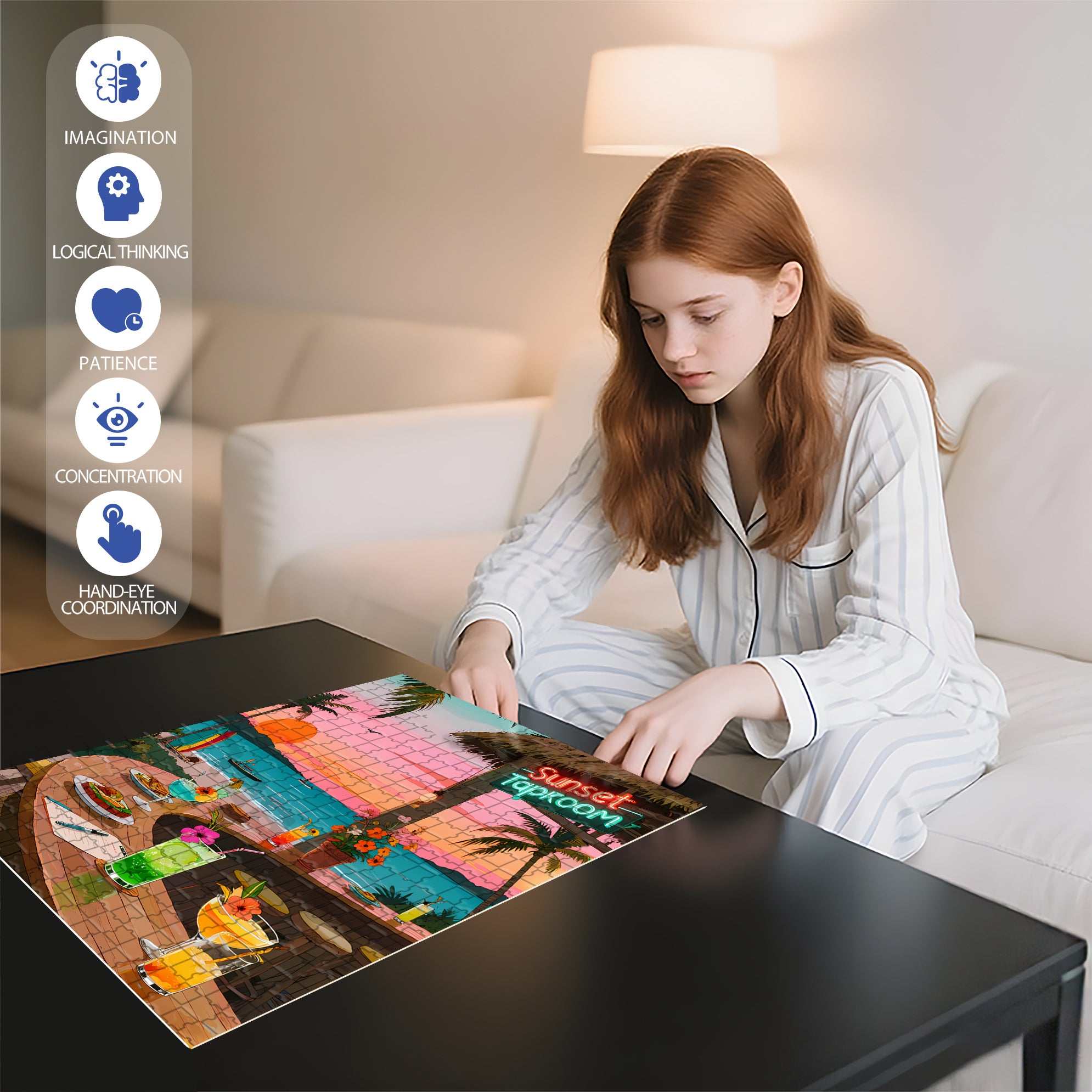 Beach Bar 500pcs/1000pcs Jigsaw Puzzle, Scratch-Resistant, Paper Material, Interactive Family Game & Brain-Boosting DIY Decor, Perfect for Halloween, Christmas & New Year Gifts, Family Puzzle Game
