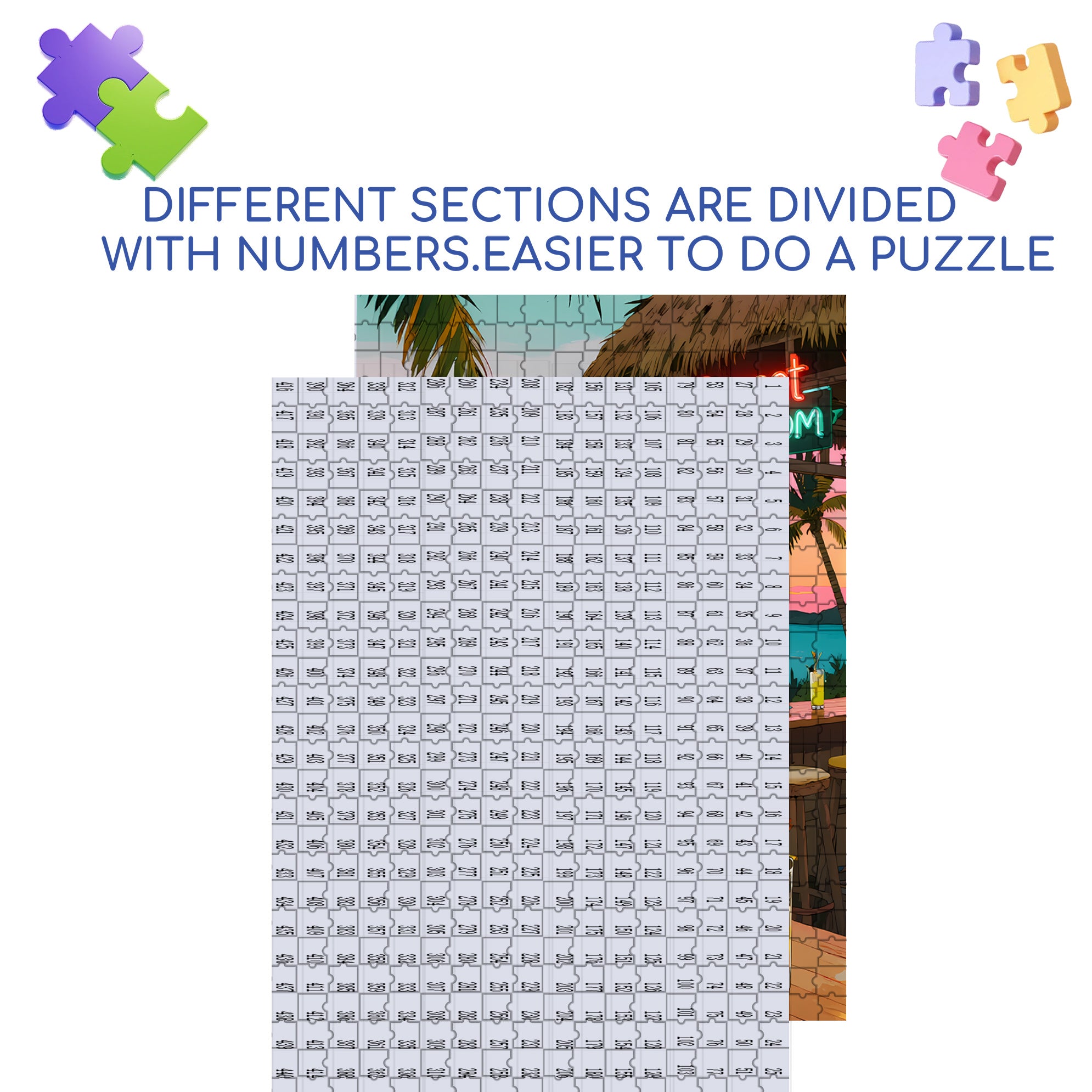 Beach Bar 500pcs/1000pcs Jigsaw Puzzle, Scratch-Resistant, Paper Material, Interactive Family Game & Brain-Boosting DIY Decor, Perfect for Halloween, Christmas & New Year Gifts, Family Puzzle Game