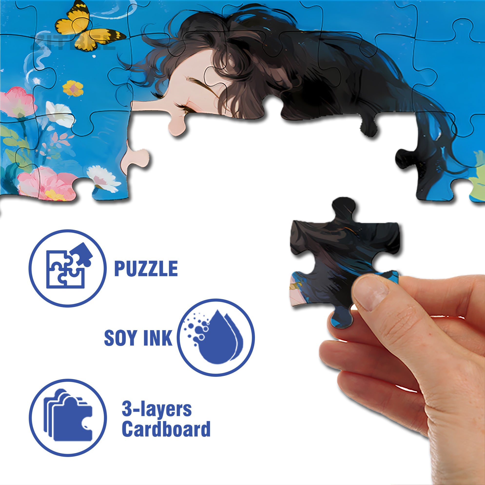 Blue 500pcs/1000pcs Jigsaw Puzzle, Scratch-Resistant, Paper Material, Interactive Family Game & Brain-Boosting DIY Decor, Perfect for Halloween, Christmas & New Year Gifts, Family Puzzle Game