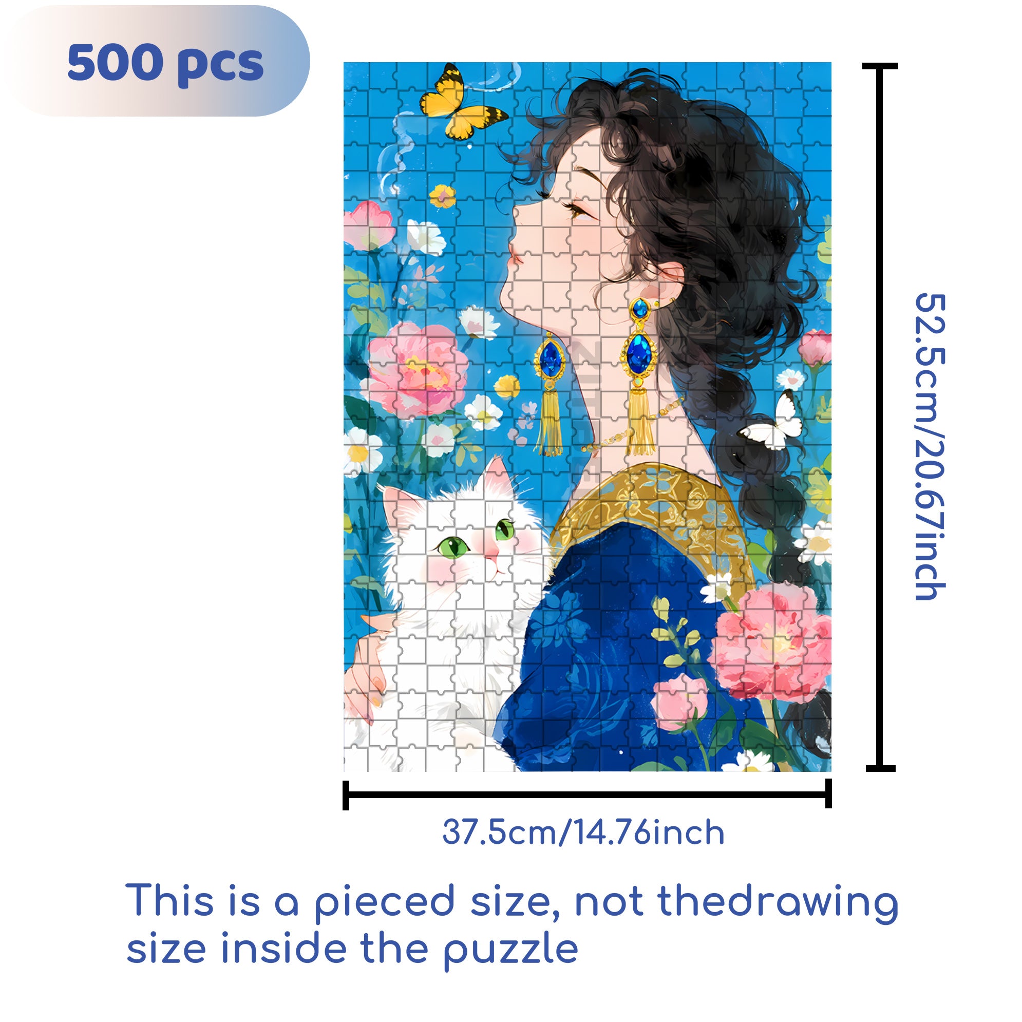 Blue 500pcs/1000pcs Jigsaw Puzzle, Scratch-Resistant, Paper Material, Interactive Family Game & Brain-Boosting DIY Decor, Perfect for Halloween, Christmas & New Year Gifts, Family Puzzle Game