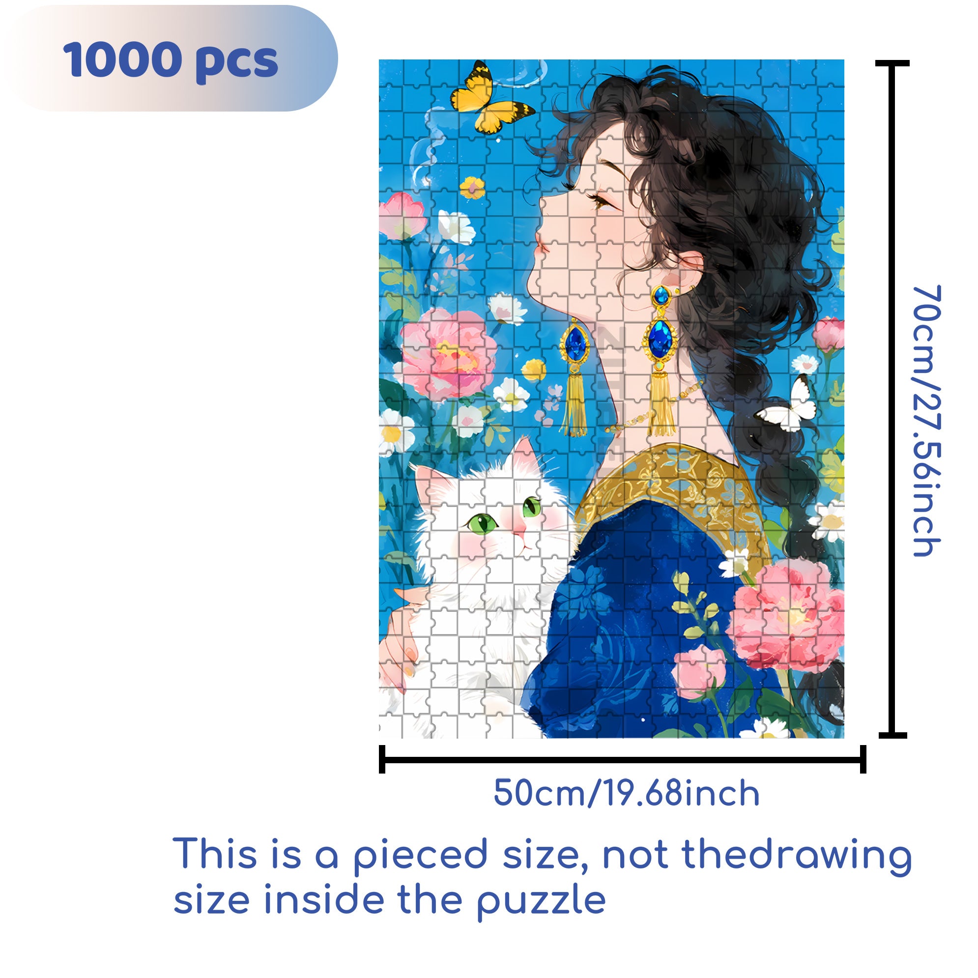 Blue 500pcs/1000pcs Jigsaw Puzzle, Scratch-Resistant, Paper Material, Interactive Family Game & Brain-Boosting DIY Decor, Perfect for Halloween, Christmas & New Year Gifts, Family Puzzle Game