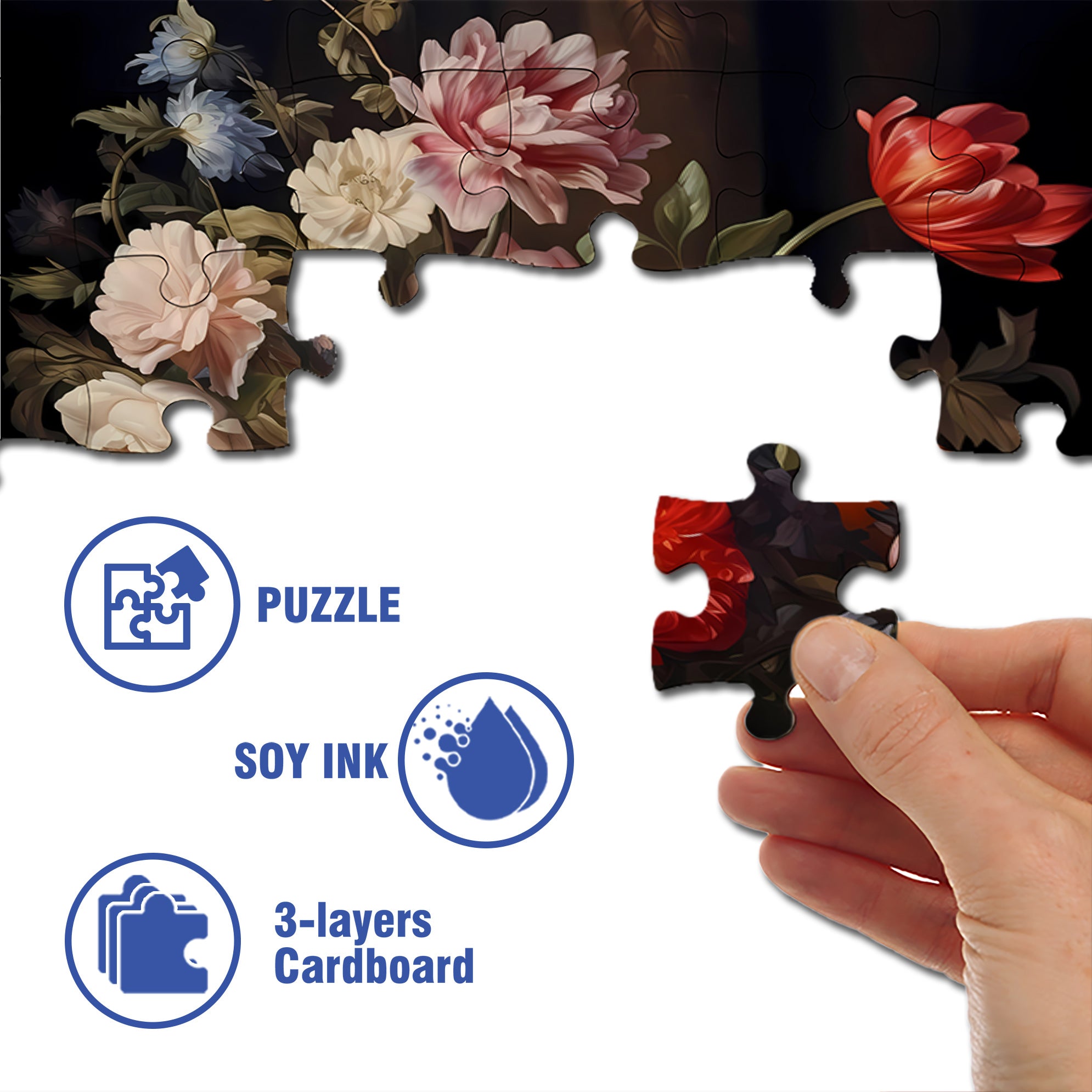 Bouquet 500pcs/1000pcs Jigsaw Puzzle, Scratch-Resistant, Paper Material, Interactive Family Game & Brain-Boosting DIY Decor, Perfect for Halloween, Christmas & New Year Gifts, Family Puzzle Game