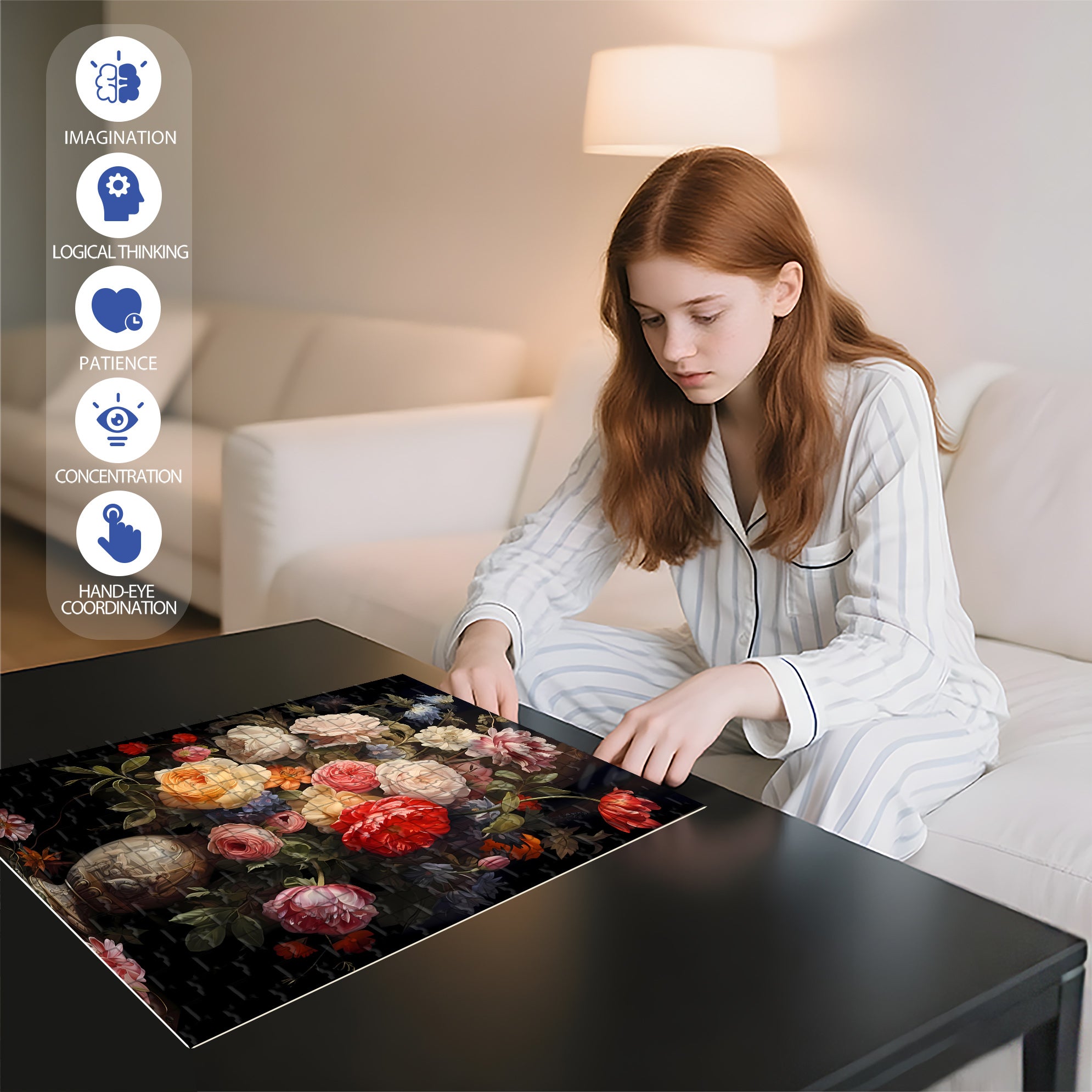 Bouquet 500pcs/1000pcs Jigsaw Puzzle, Scratch-Resistant, Paper Material, Interactive Family Game & Brain-Boosting DIY Decor, Perfect for Halloween, Christmas & New Year Gifts, Family Puzzle Game
