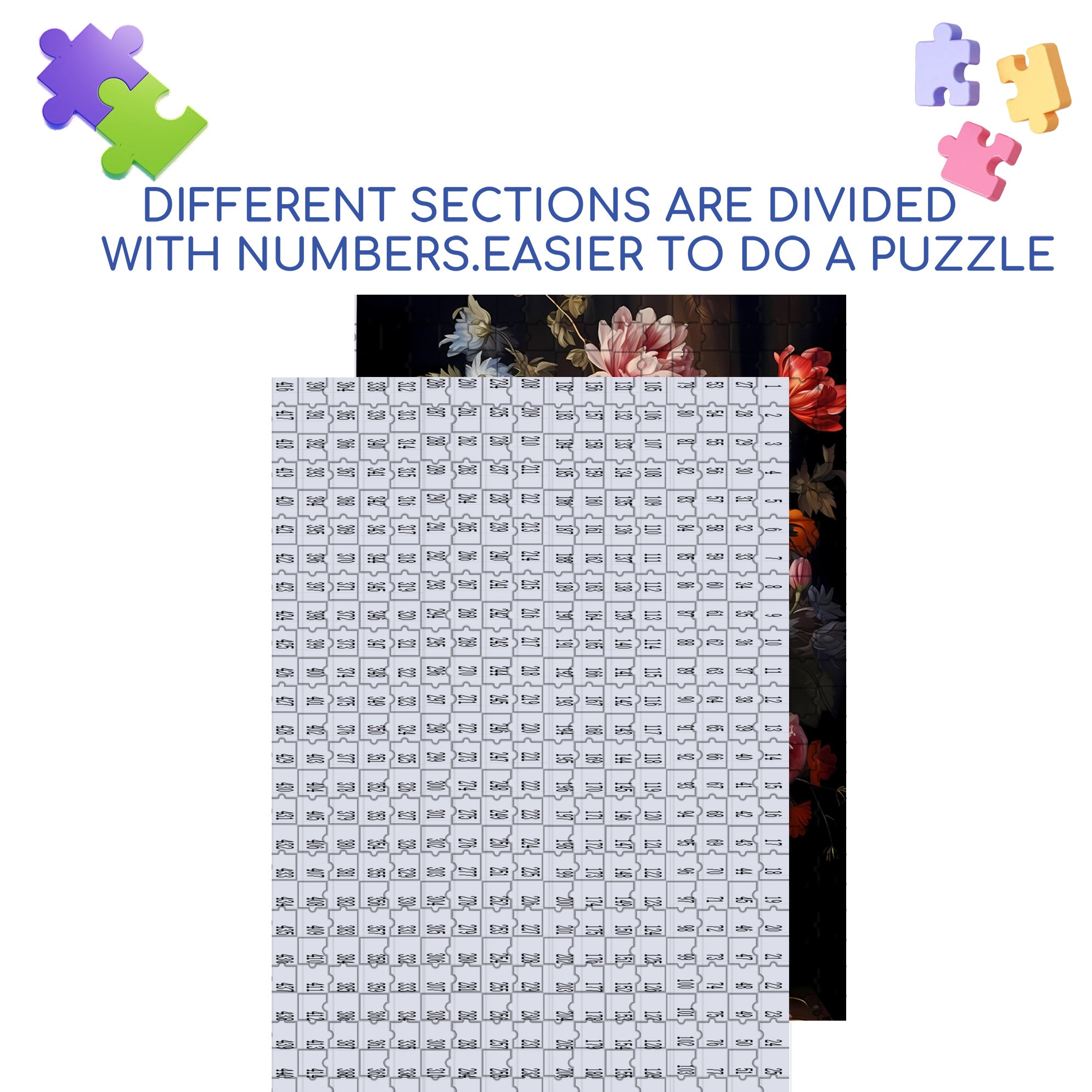 Bouquet 500pcs/1000pcs Jigsaw Puzzle, Scratch-Resistant, Paper Material, Interactive Family Game & Brain-Boosting DIY Decor, Perfect for Halloween, Christmas & New Year Gifts, Family Puzzle Game