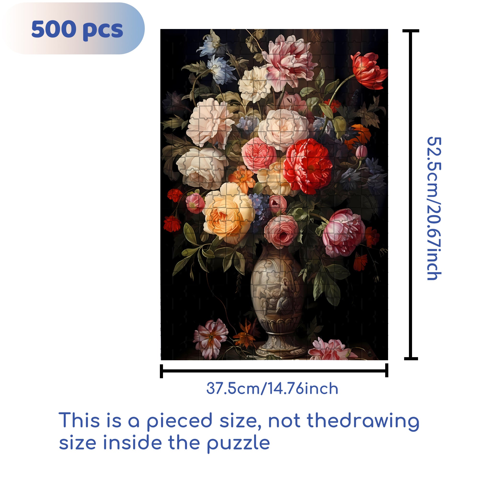 Bouquet 500pcs/1000pcs Jigsaw Puzzle, Scratch-Resistant, Paper Material, Interactive Family Game & Brain-Boosting DIY Decor, Perfect for Halloween, Christmas & New Year Gifts, Family Puzzle Game