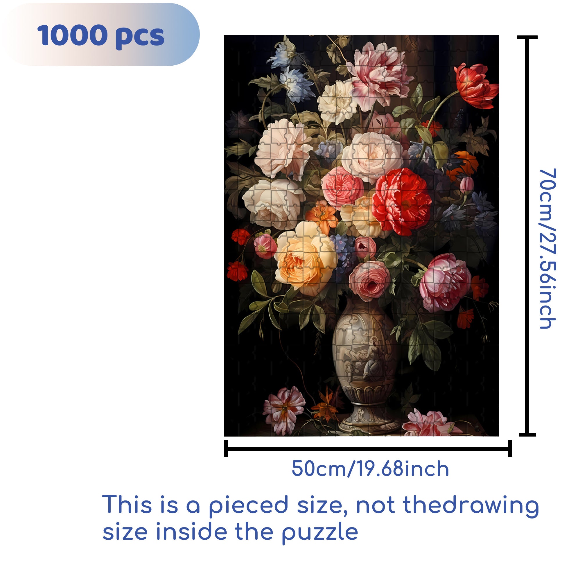 Bouquet 500pcs/1000pcs Jigsaw Puzzle, Scratch-Resistant, Paper Material, Interactive Family Game & Brain-Boosting DIY Decor, Perfect for Halloween, Christmas & New Year Gifts, Family Puzzle Game