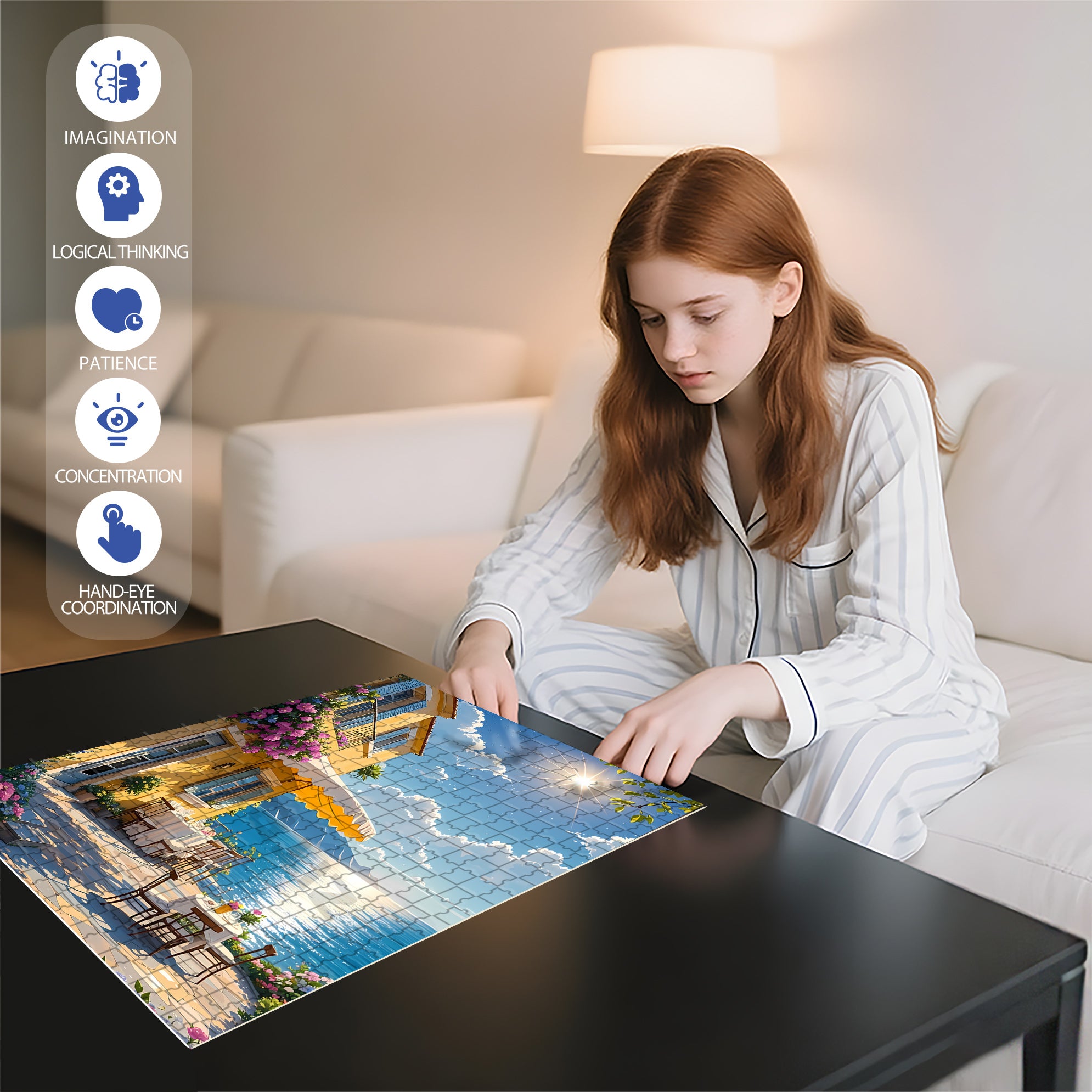 Bright Sunshine 500pcs/1000pcs Jigsaw Puzzle, Scratch-Resistant, Paper Material, Interactive Family Game & Brain-Boosting DIY Decor, Perfect for Halloween, Christmas & New Year Gifts, Family Puzzle Game
