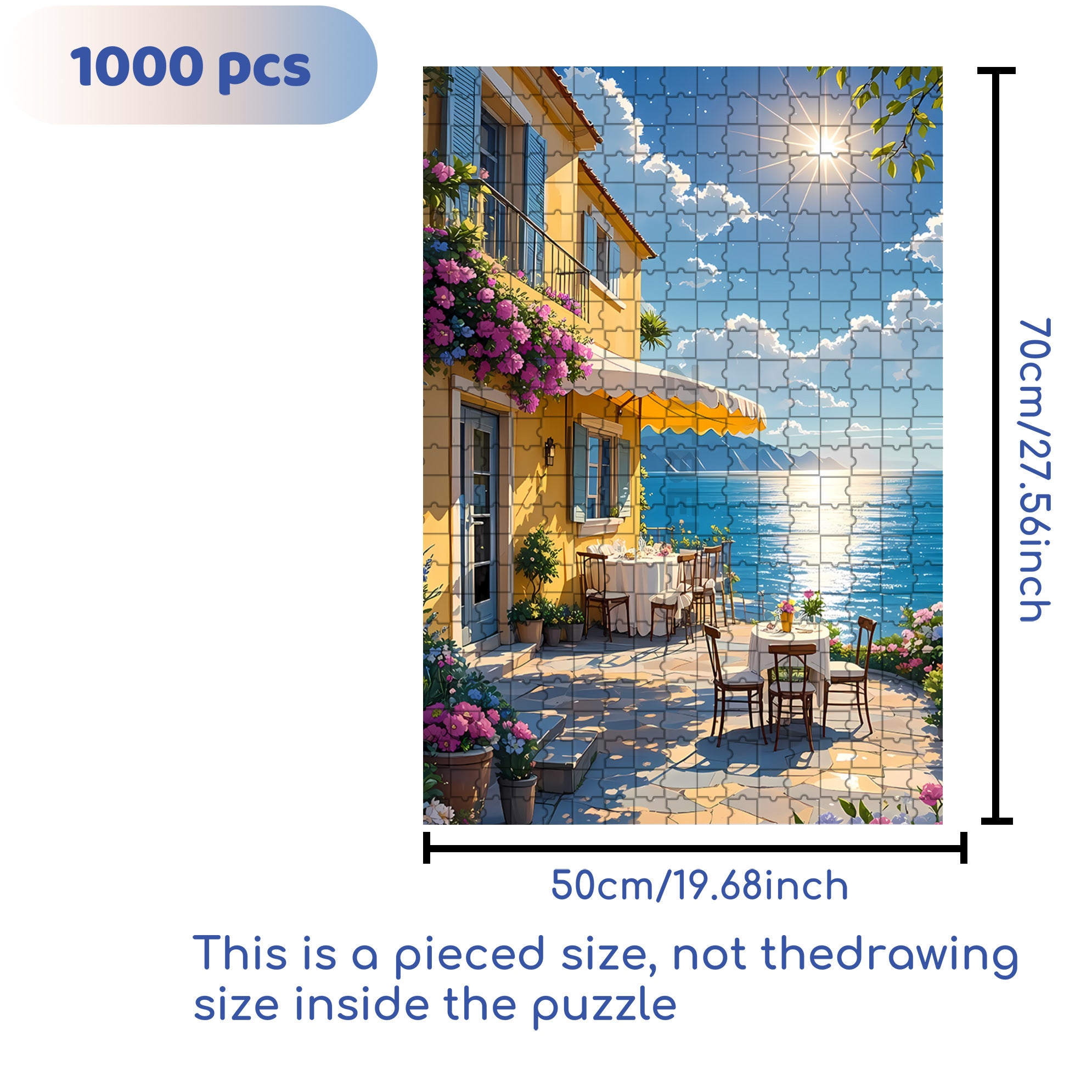 Bright Sunshine 500pcs/1000pcs Jigsaw Puzzle, Scratch-Resistant, Paper Material, Interactive Family Game & Brain-Boosting DIY Decor, Perfect for Halloween, Christmas & New Year Gifts, Family Puzzle Game