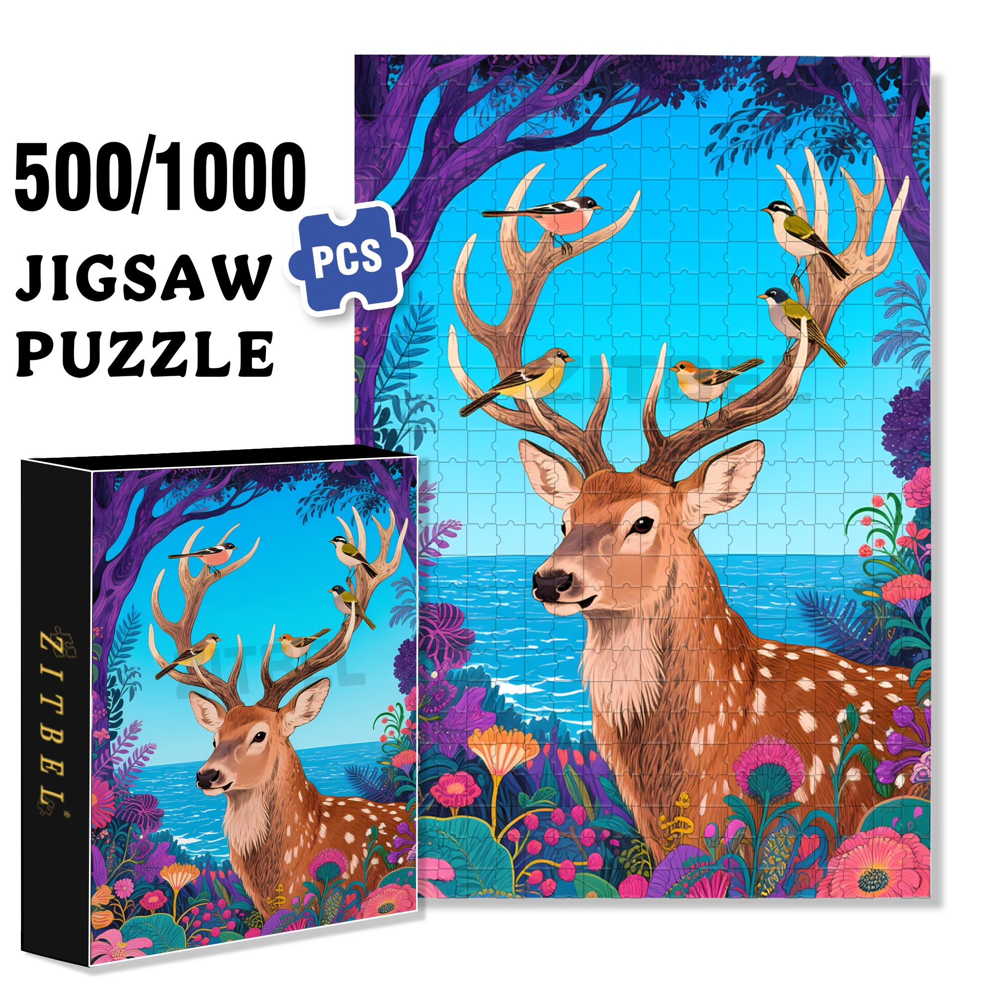 Buck 500pcs/1000pcs Jigsaw Puzzle, Scratch-Resistant, Paper Material, Interactive Family Game & Brain-Boosting DIY Decor, Perfect for Halloween, Christmas & New Year Gifts, Family Puzzle Game
