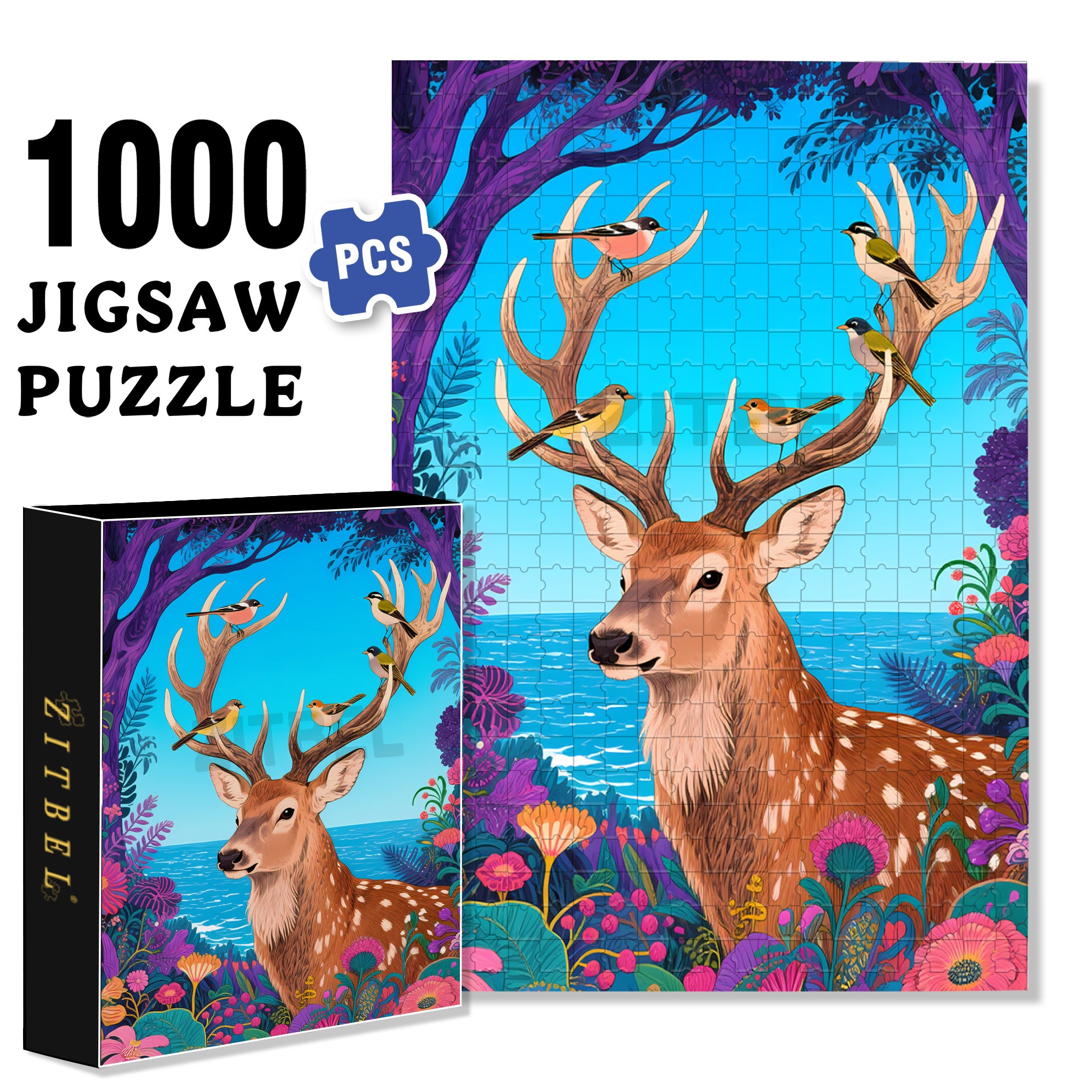 Buck 500pcs/1000pcs Jigsaw Puzzle, Scratch-Resistant, Paper Material, Interactive Family Game & Brain-Boosting DIY Decor, Perfect for Halloween, Christmas & New Year Gifts, Family Puzzle Game