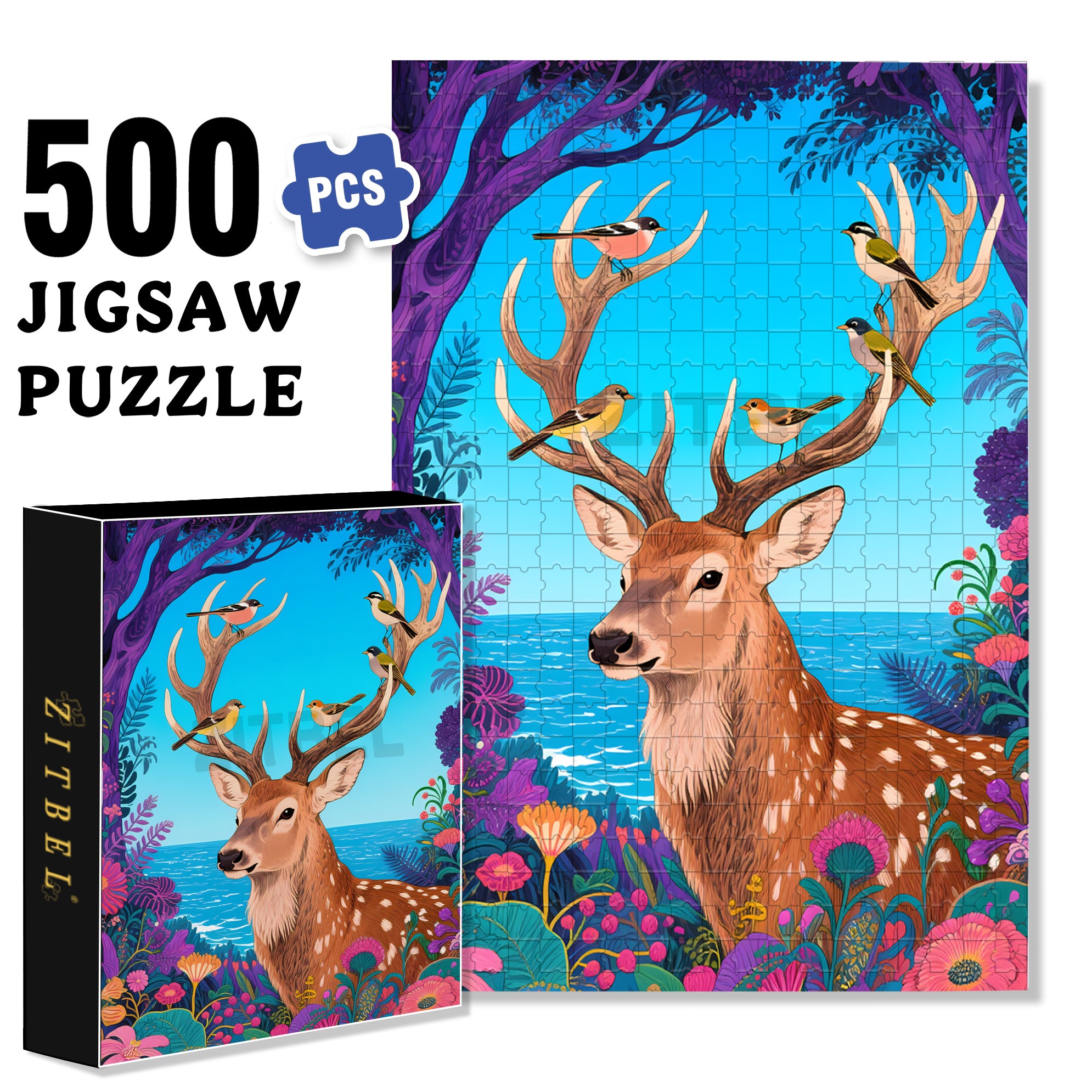 Buck 500pcs/1000pcs Jigsaw Puzzle, Scratch-Resistant, Paper Material, Interactive Family Game & Brain-Boosting DIY Decor, Perfect for Halloween, Christmas & New Year Gifts, Family Puzzle Game