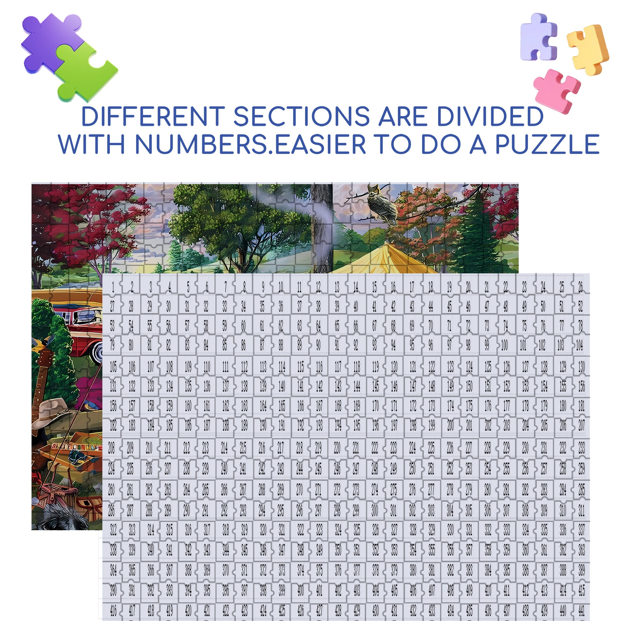 Camping 500pcs/1000pcs Jigsaw Puzzle, Scratch-Resistant, Paper Material, Interactive Family Game & Brain-Boosting DIY Decor, Perfect for Halloween, Christmas & New Year Gifts, Family Puzzle Game