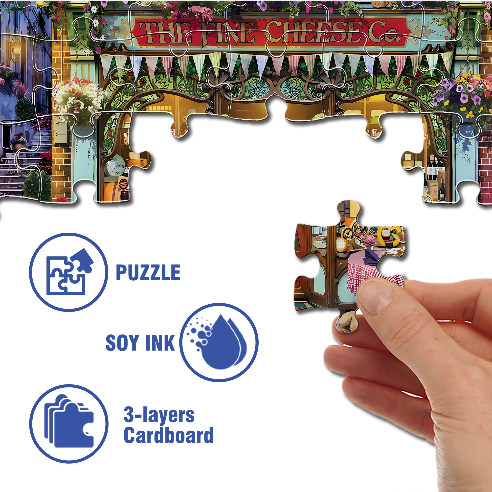 Cheese 500pcs/1000pcs Jigsaw Puzzle, Scratch-Resistant, Paper Material, Interactive Family Game & Brain-Boosting DIY Decor, Perfect for Halloween, Christmas & New Year Gifts, Family Puzzle Game