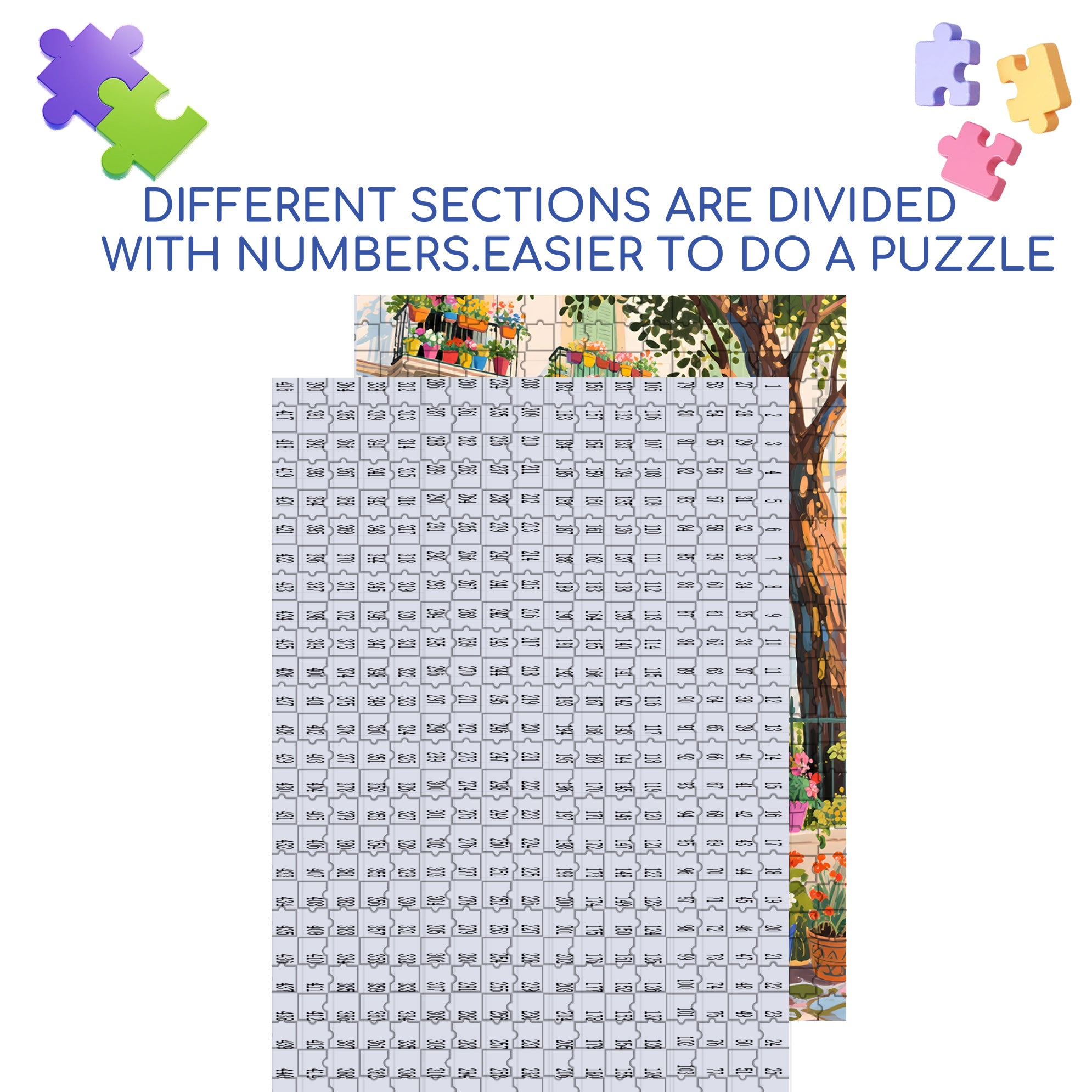 Colorful Courtyard 500pcs/1000pcs Jigsaw Puzzle, Scratch-Resistant, Paper Material, Interactive Family Game & Brain-Boosting DIY Decor, Perfect for Halloween, Christmas & New Year Gifts, Family Puzzle Game