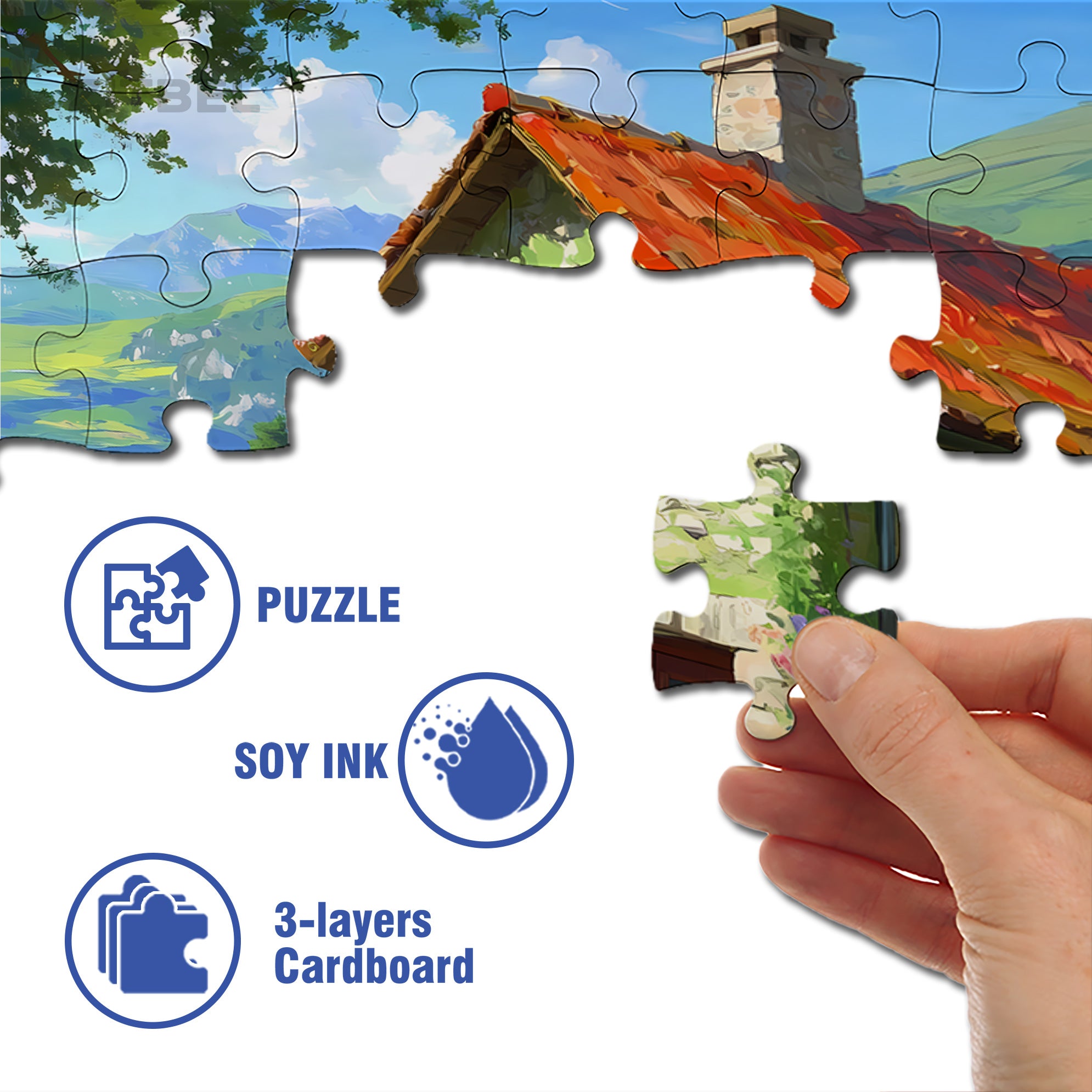 Country Cottage 500pcs/1000pcs Jigsaw Puzzle, Scratch-Resistant, Paper Material, Interactive Family Game & Brain-Boosting DIY Decor, Perfect for Halloween, Christmas & New Year Gifts, Family Puzzle Game
