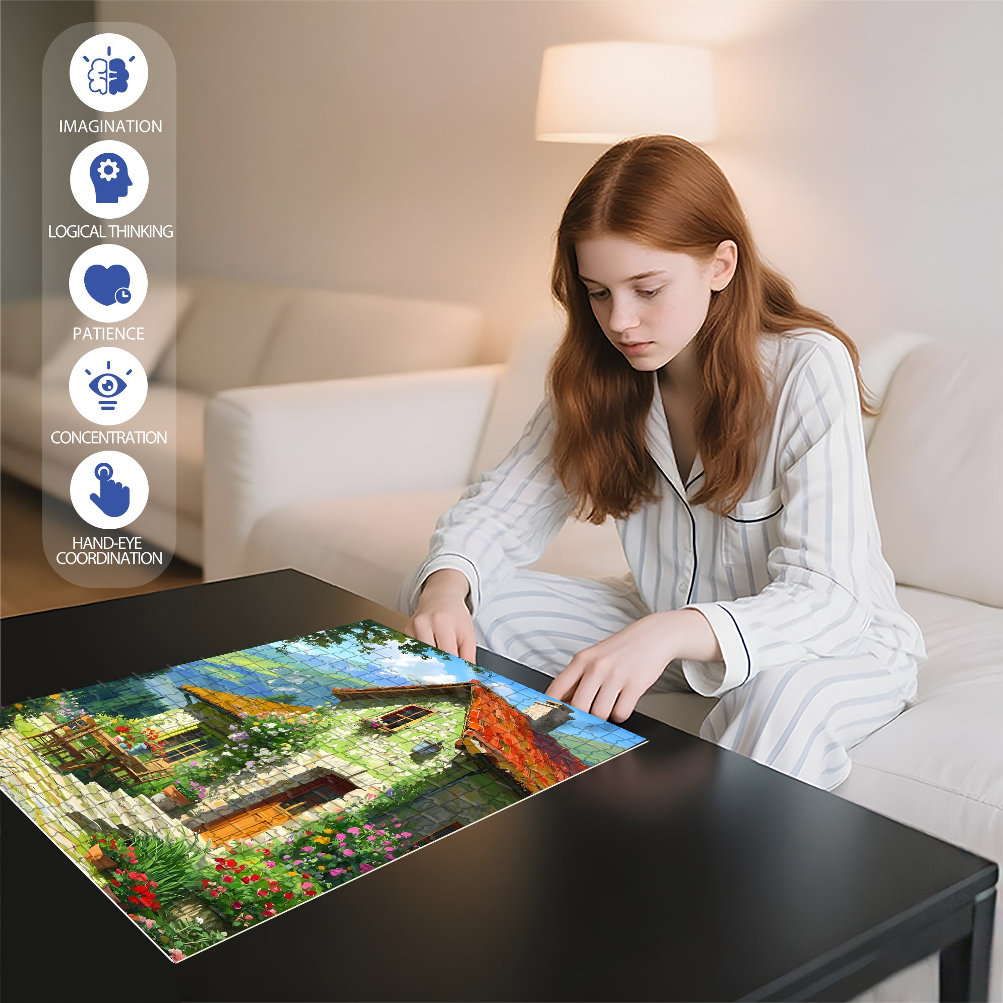 Country Cottage 500pcs/1000pcs Jigsaw Puzzle, Scratch-Resistant, Paper Material, Interactive Family Game & Brain-Boosting DIY Decor, Perfect for Halloween, Christmas & New Year Gifts, Family Puzzle Game