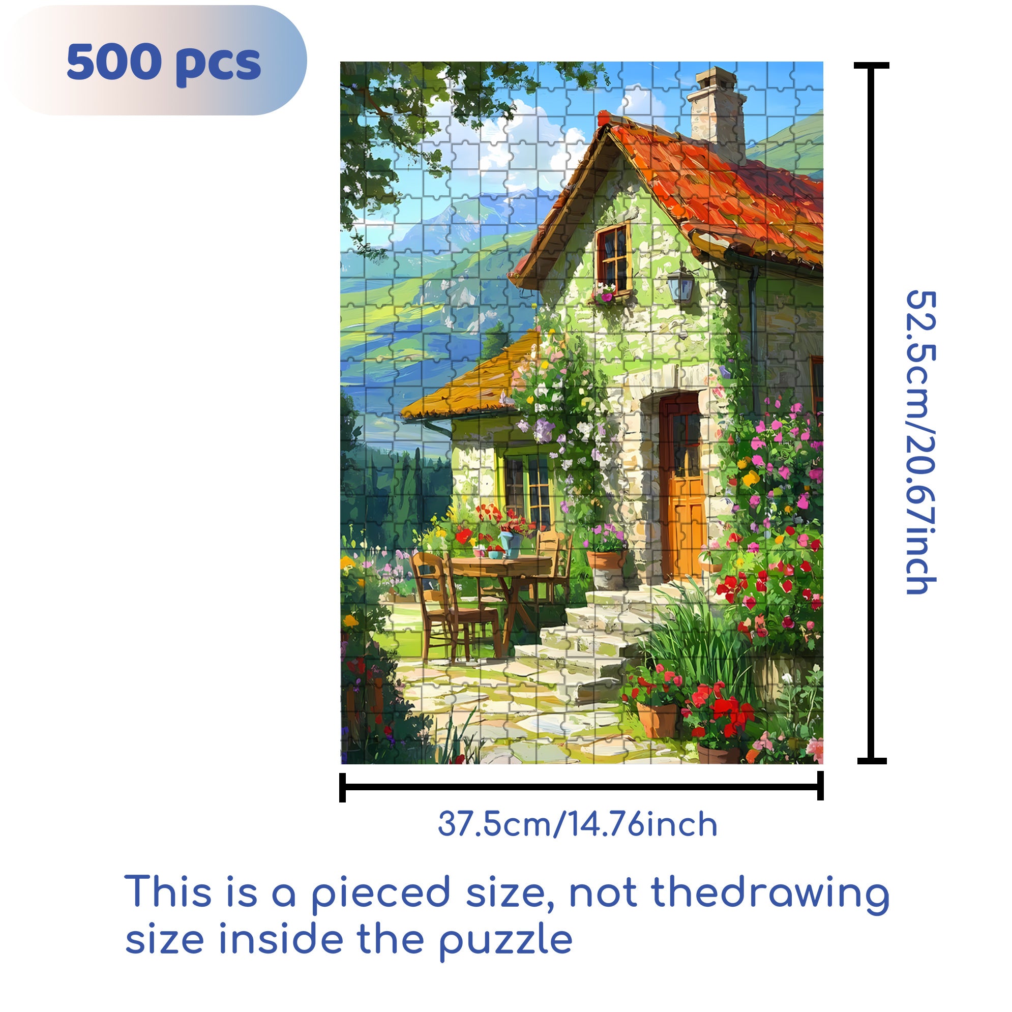 Country Cottage 500pcs/1000pcs Jigsaw Puzzle, Scratch-Resistant, Paper Material, Interactive Family Game & Brain-Boosting DIY Decor, Perfect for Halloween, Christmas & New Year Gifts, Family Puzzle Game