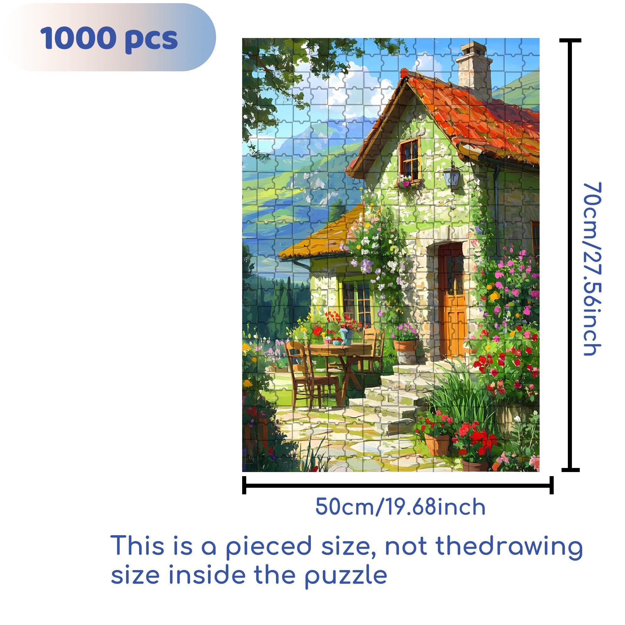 Country Cottage 500pcs/1000pcs Jigsaw Puzzle, Scratch-Resistant, Paper Material, Interactive Family Game & Brain-Boosting DIY Decor, Perfect for Halloween, Christmas & New Year Gifts, Family Puzzle Game