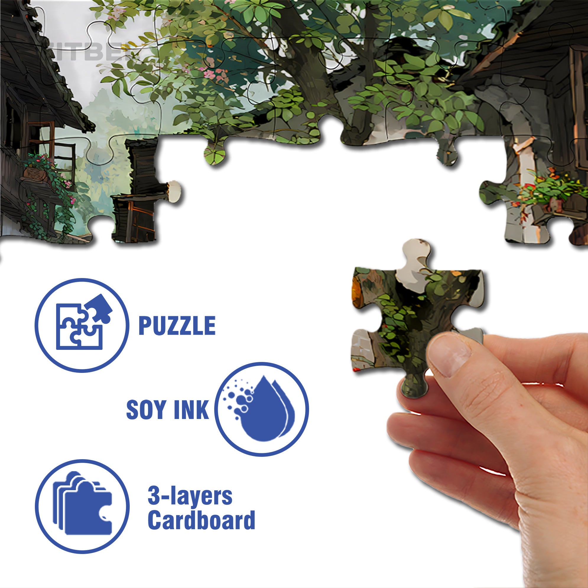 Courtyard 500pcs/1000pcs Jigsaw Puzzle, Scratch-Resistant, Paper Material, Interactive Family Game & Brain-Boosting DIY Decor, Perfect for Halloween, Christmas & New Year Gifts, Family Puzzle Game