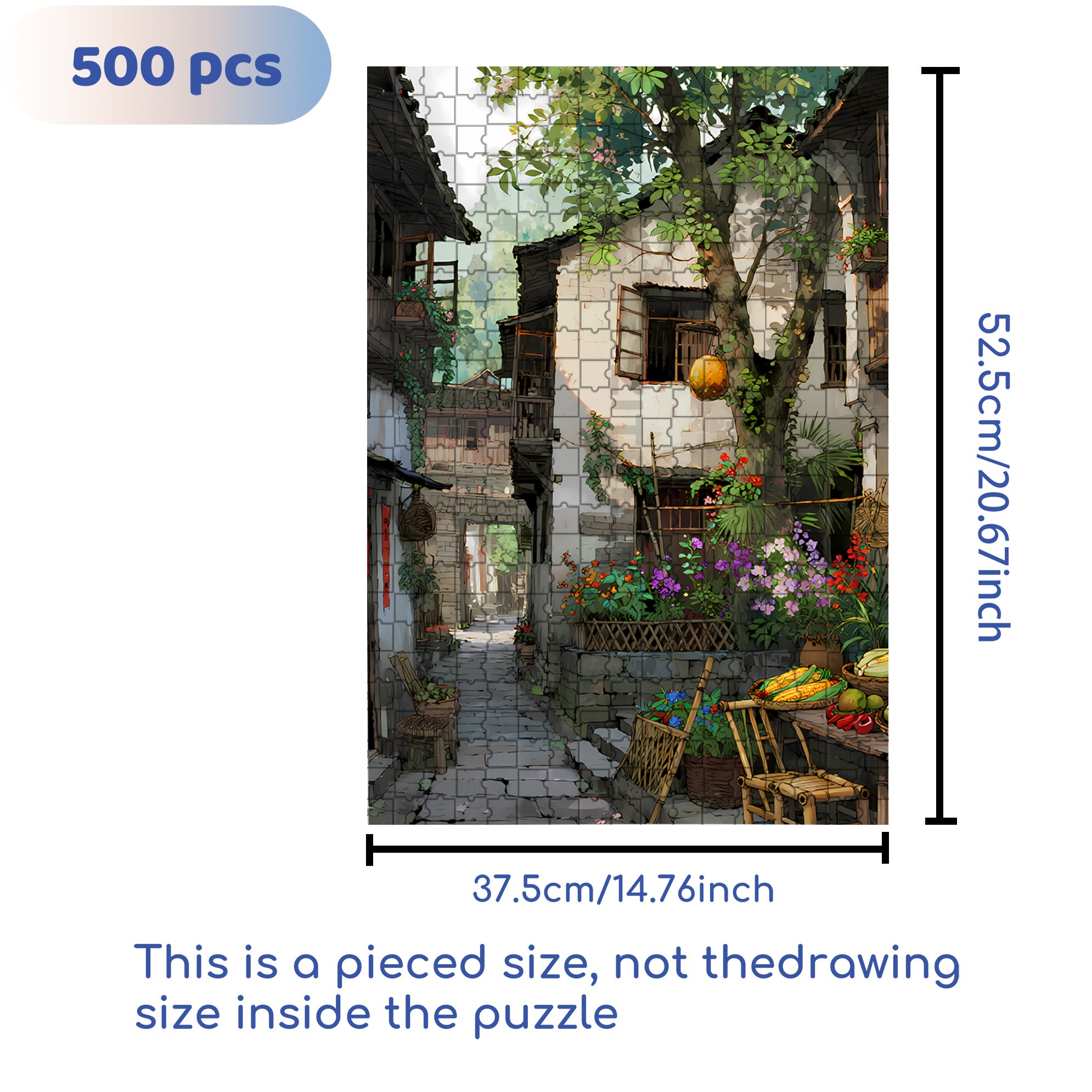 Courtyard 500pcs/1000pcs Jigsaw Puzzle, Scratch-Resistant, Paper Material, Interactive Family Game & Brain-Boosting DIY Decor, Perfect for Halloween, Christmas & New Year Gifts, Family Puzzle Game
