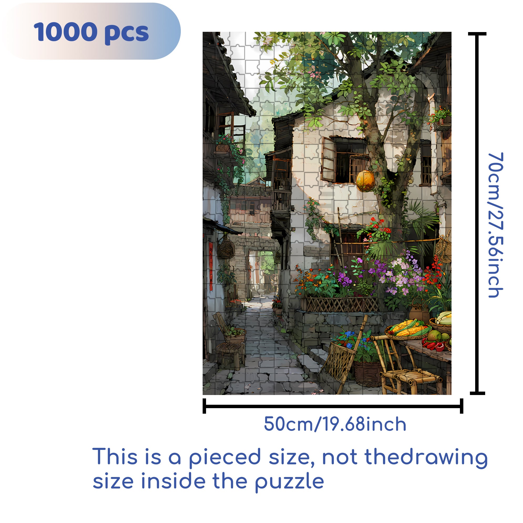 Courtyard 500pcs/1000pcs Jigsaw Puzzle, Scratch-Resistant, Paper Material, Interactive Family Game & Brain-Boosting DIY Decor, Perfect for Halloween, Christmas & New Year Gifts, Family Puzzle Game