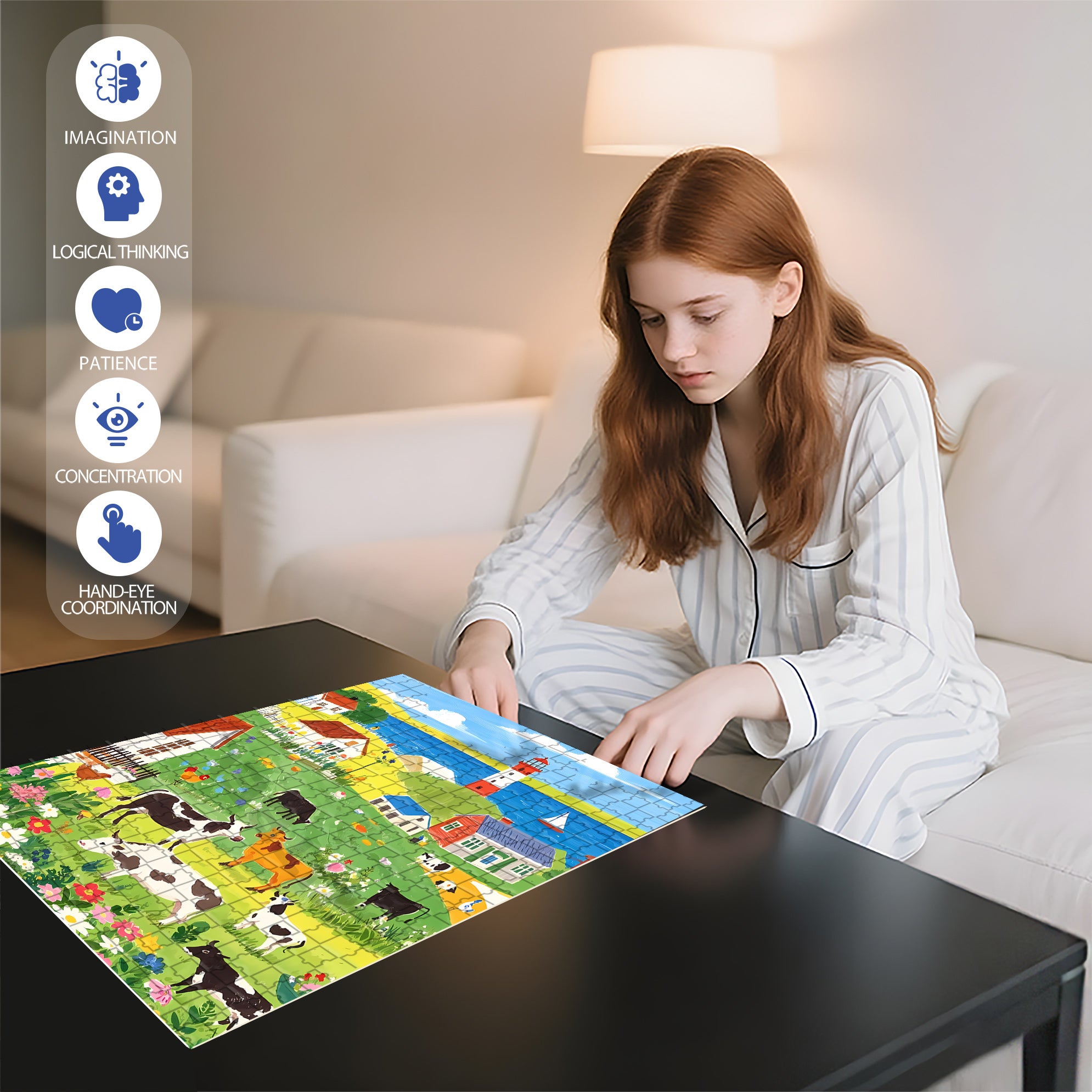 Cow 500pcs/1000pcs Jigsaw Puzzle, Scratch-Resistant, Paper Material, Interactive Family Game & Brain-Boosting DIY Decor, Perfect for Halloween, Christmas & New Year Gifts, Family Puzzle Game