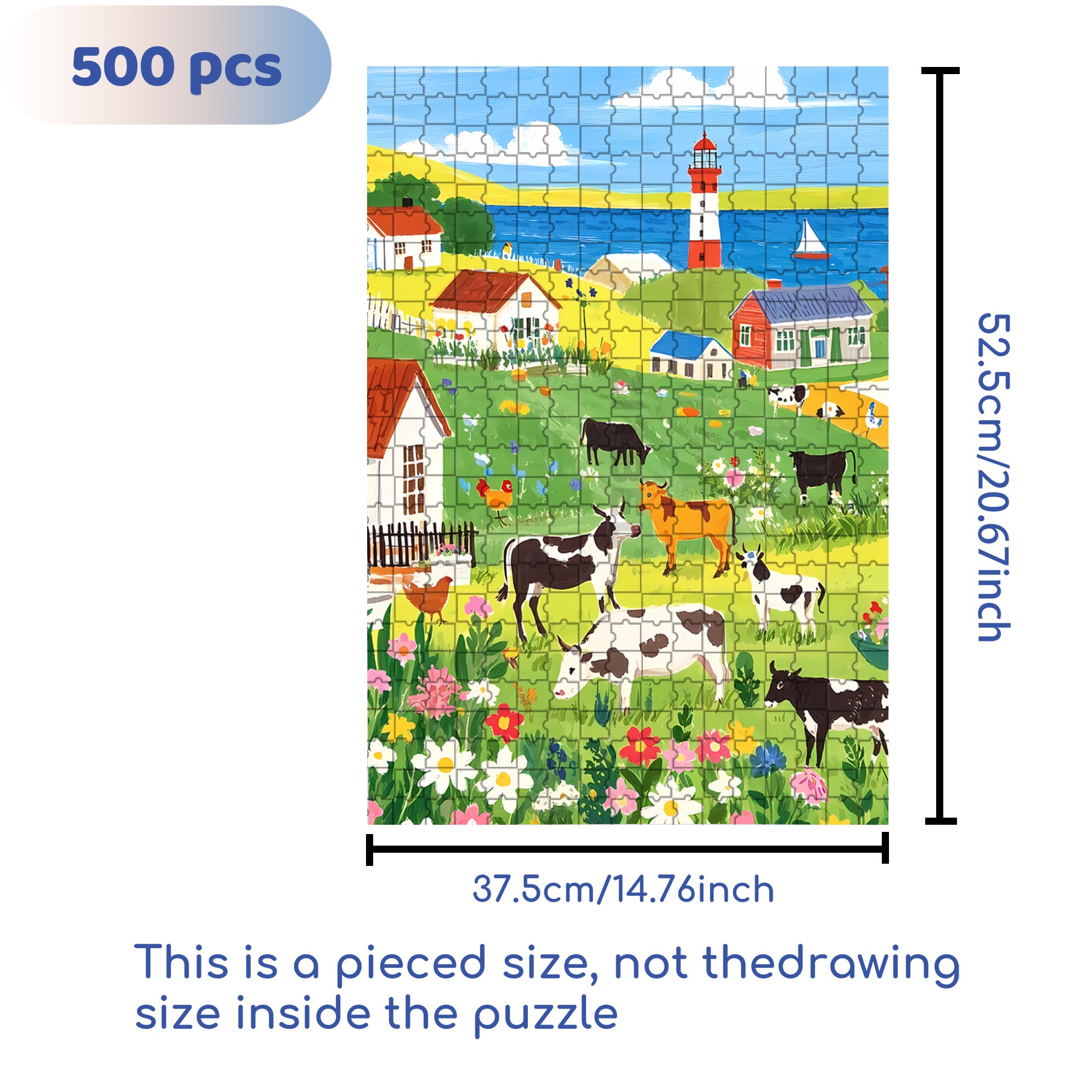 Cow 500pcs/1000pcs Jigsaw Puzzle, Scratch-Resistant, Paper Material, Interactive Family Game & Brain-Boosting DIY Decor, Perfect for Halloween, Christmas & New Year Gifts, Family Puzzle Game