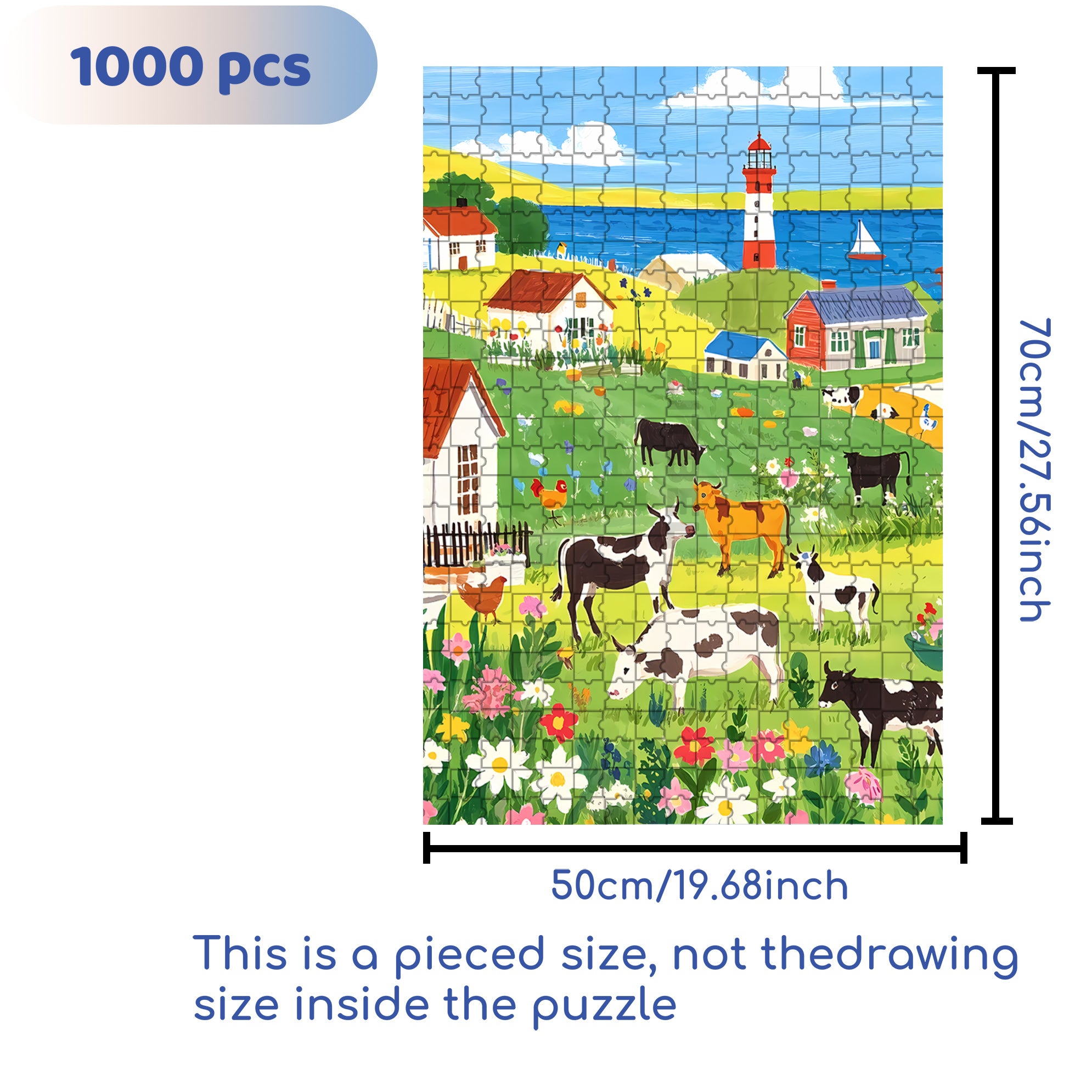 Cow 500pcs/1000pcs Jigsaw Puzzle, Scratch-Resistant, Paper Material, Interactive Family Game & Brain-Boosting DIY Decor, Perfect for Halloween, Christmas & New Year Gifts, Family Puzzle Game