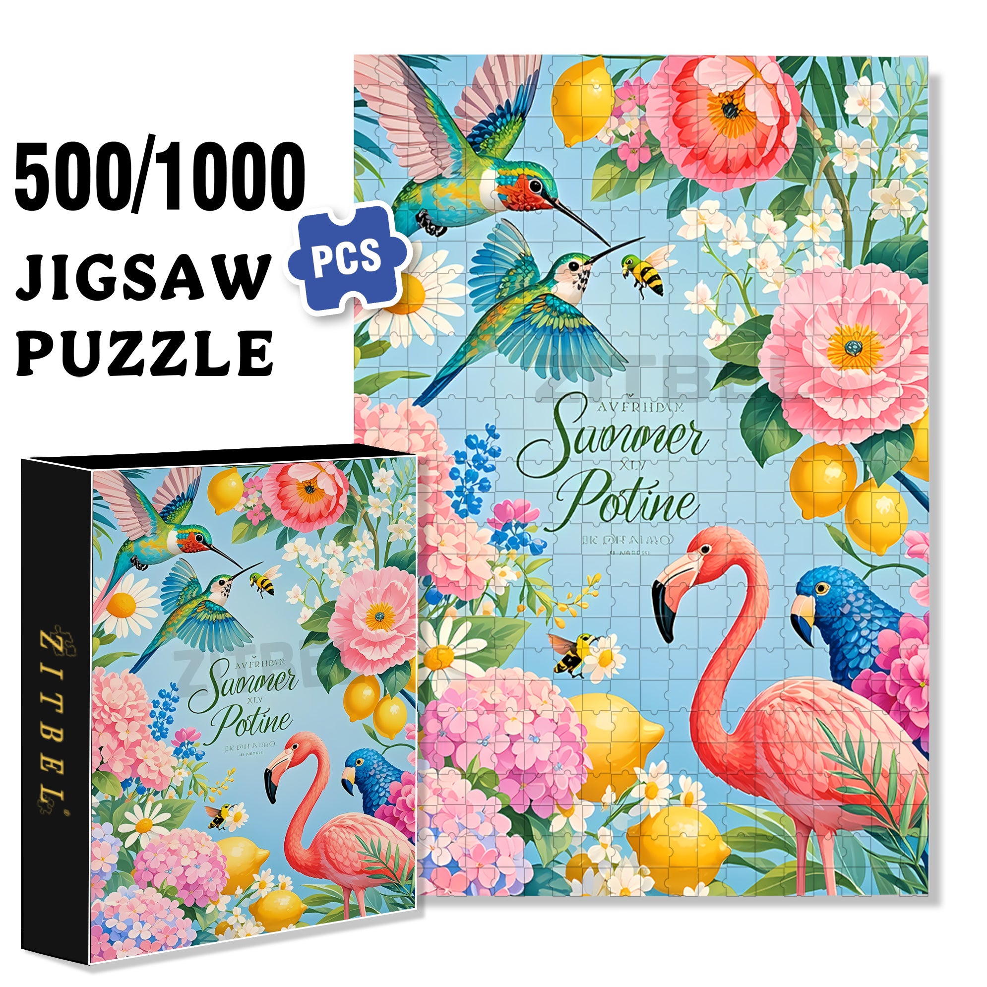 Flamingo 500pcs/1000pcs Jigsaw Puzzle, Scratch-Resistant, Paper Material, Interactive Family Game & Brain-Boosting DIY Decor, Perfect for Halloween, Christmas & New Year Gifts, Family Puzzle Game