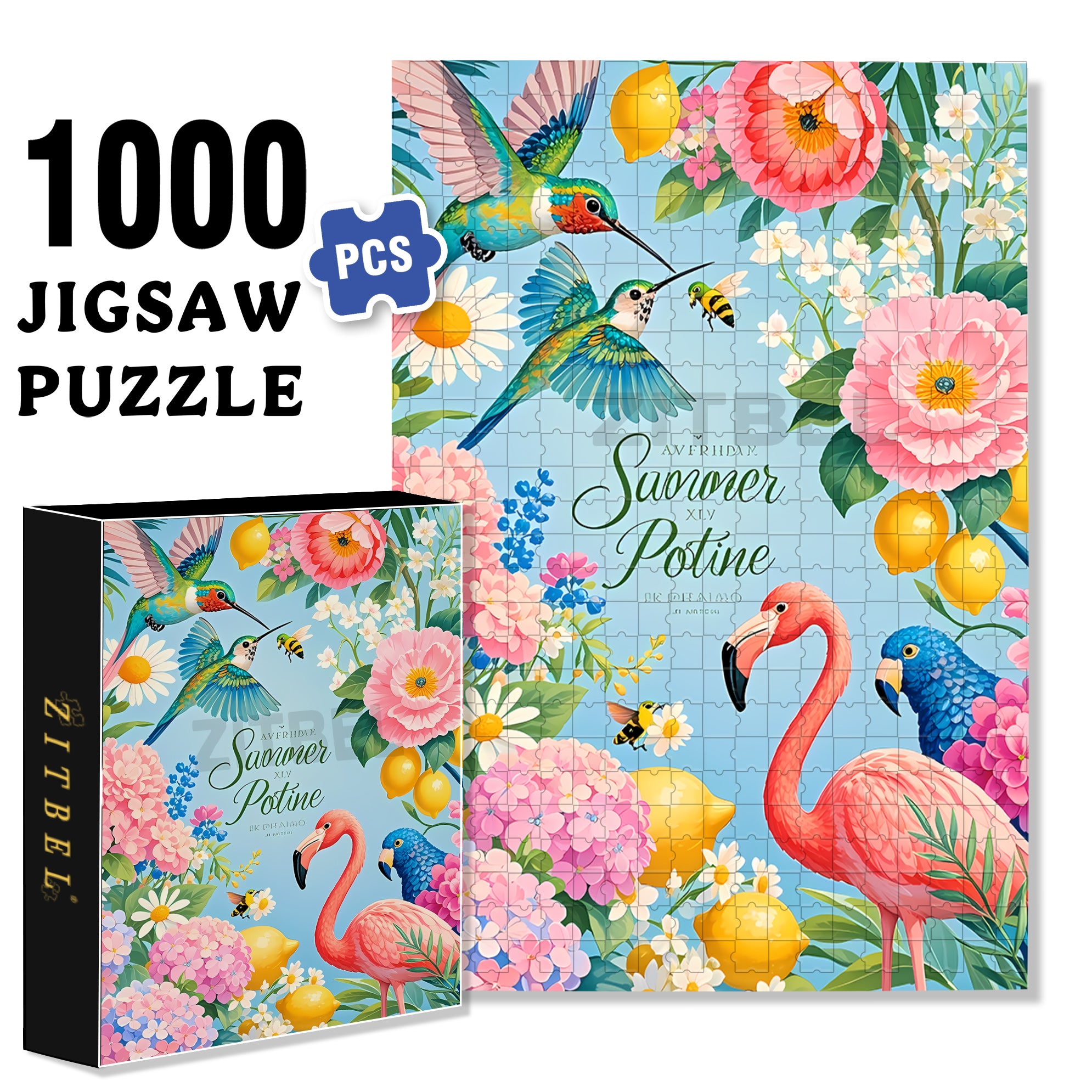 Flamingo 500pcs/1000pcs Jigsaw Puzzle, Scratch-Resistant, Paper Material, Interactive Family Game & Brain-Boosting DIY Decor, Perfect for Halloween, Christmas & New Year Gifts, Family Puzzle Game