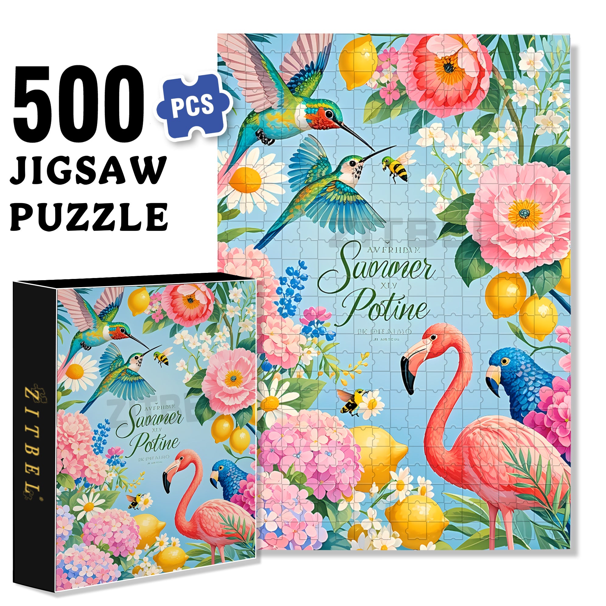 Flamingo 500pcs/1000pcs Jigsaw Puzzle, Scratch-Resistant, Paper Material, Interactive Family Game & Brain-Boosting DIY Decor, Perfect for Halloween, Christmas & New Year Gifts, Family Puzzle Game