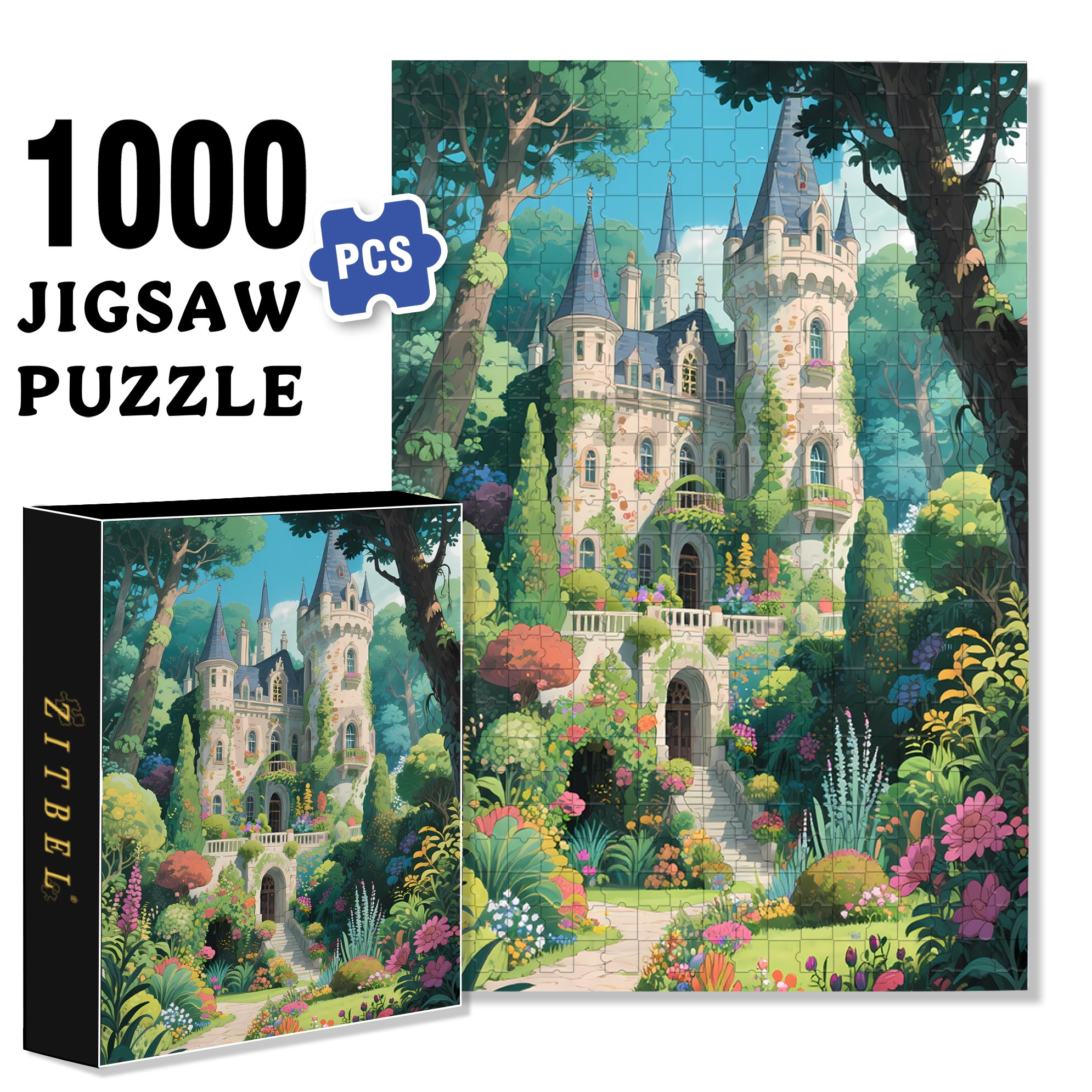 Forest Castle2 500pcs/1000pcs Jigsaw Puzzle, Scratch-Resistant, Paper Material, Interactive Family Game & Brain-Boosting DIY Decor, Perfect for Halloween, Christmas & New Year Gifts, Family Puzzle Game