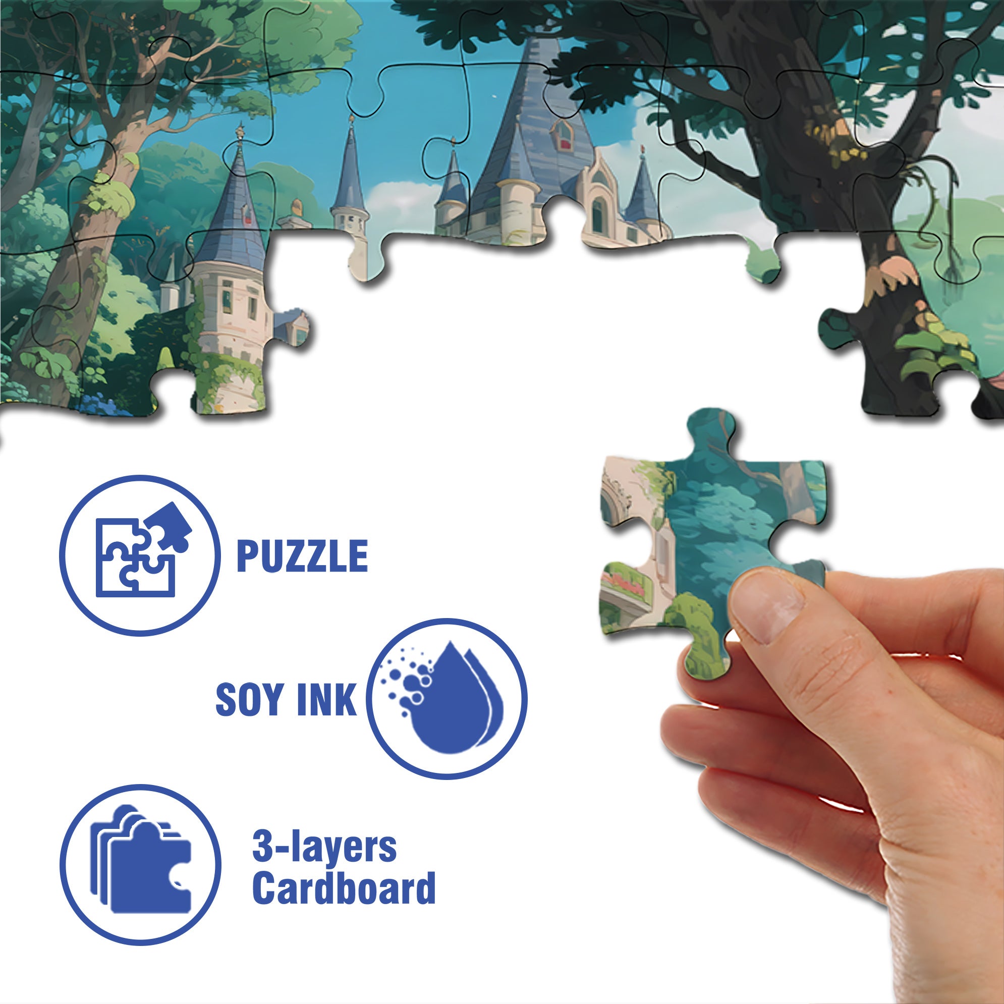 Forest Castle2 500pcs/1000pcs Jigsaw Puzzle, Scratch-Resistant, Paper Material, Interactive Family Game & Brain-Boosting DIY Decor, Perfect for Halloween, Christmas & New Year Gifts, Family Puzzle Game
