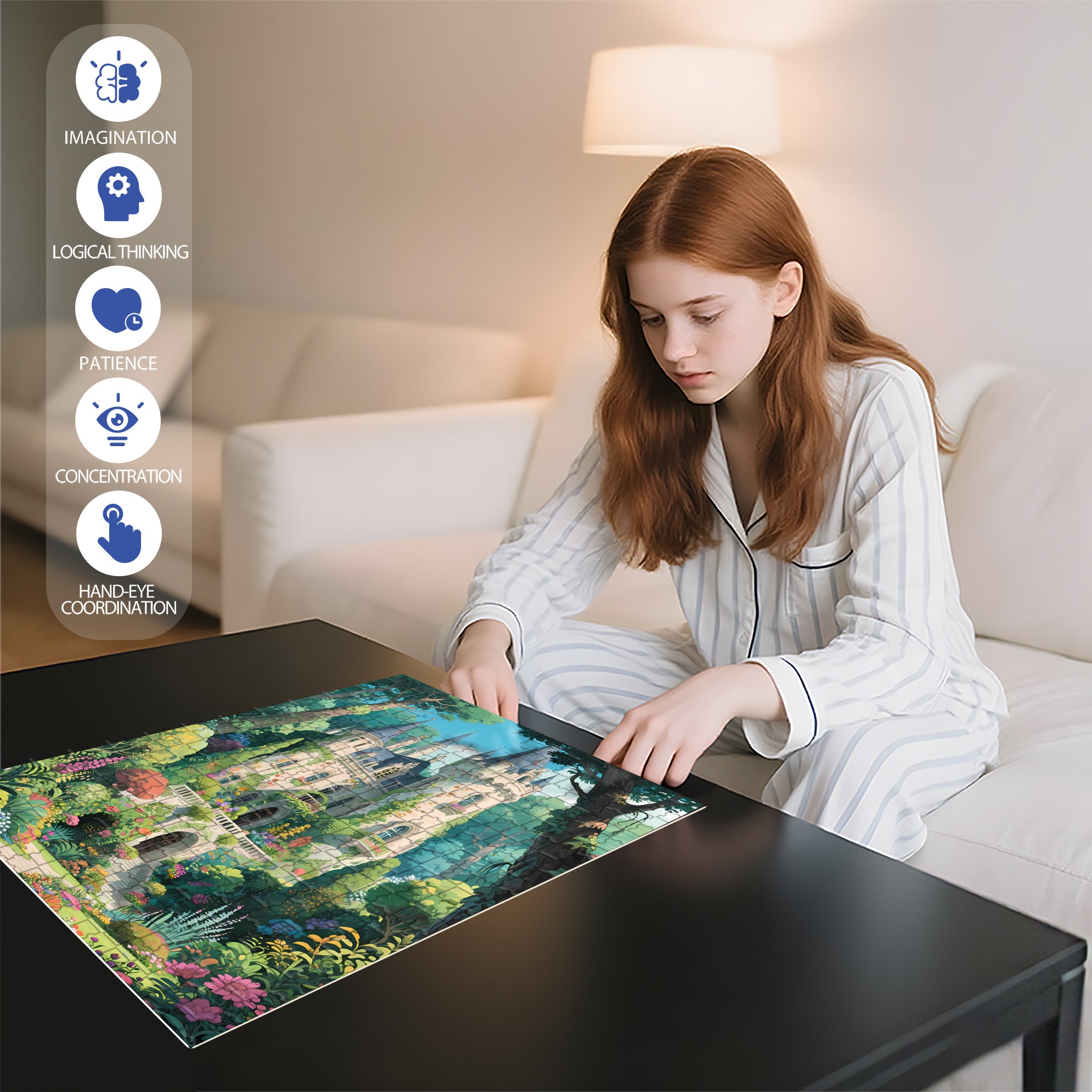 Forest Castle2 500pcs/1000pcs Jigsaw Puzzle, Scratch-Resistant, Paper Material, Interactive Family Game & Brain-Boosting DIY Decor, Perfect for Halloween, Christmas & New Year Gifts, Family Puzzle Game