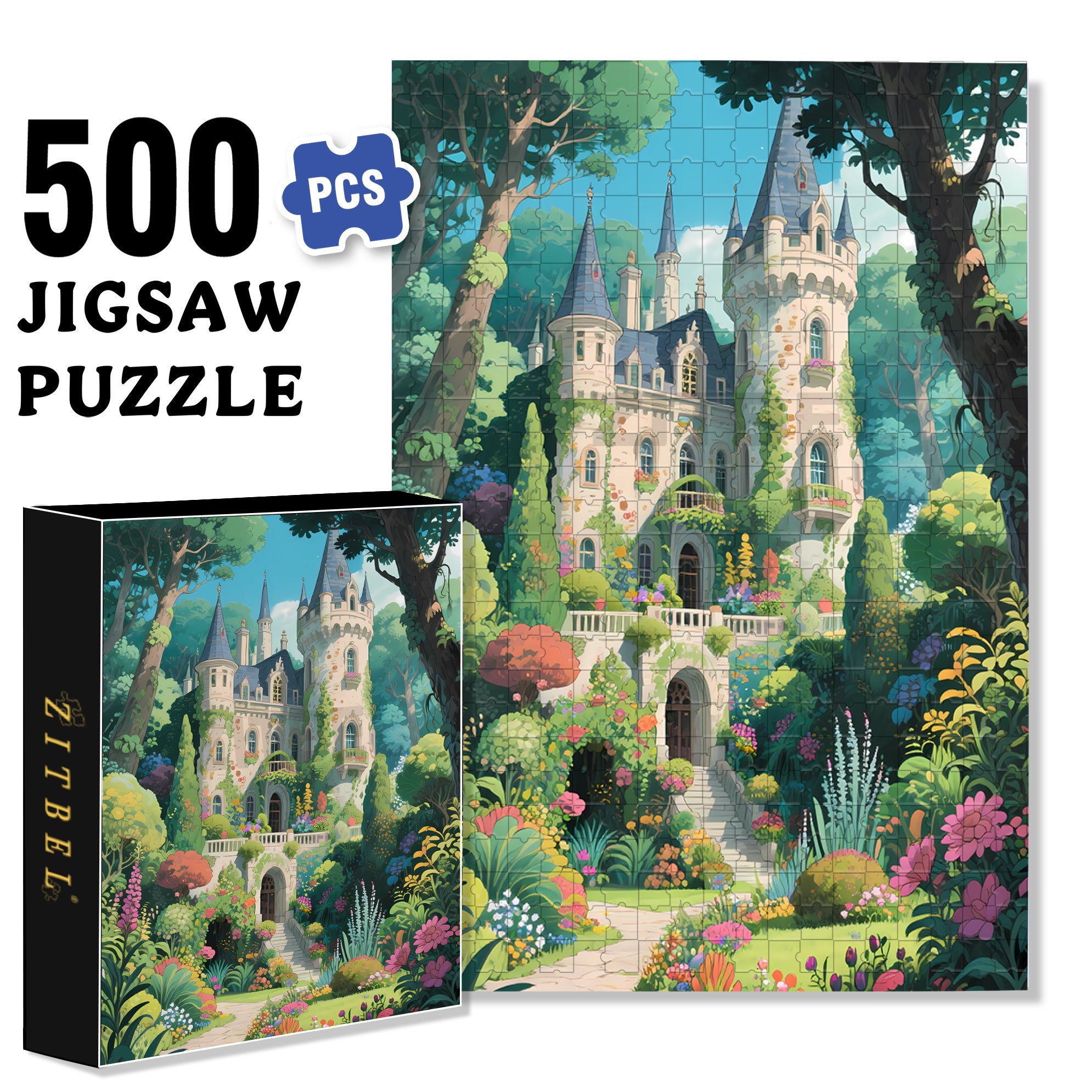Forest Castle2 500pcs/1000pcs Jigsaw Puzzle, Scratch-Resistant, Paper Material, Interactive Family Game & Brain-Boosting DIY Decor, Perfect for Halloween, Christmas & New Year Gifts, Family Puzzle Game