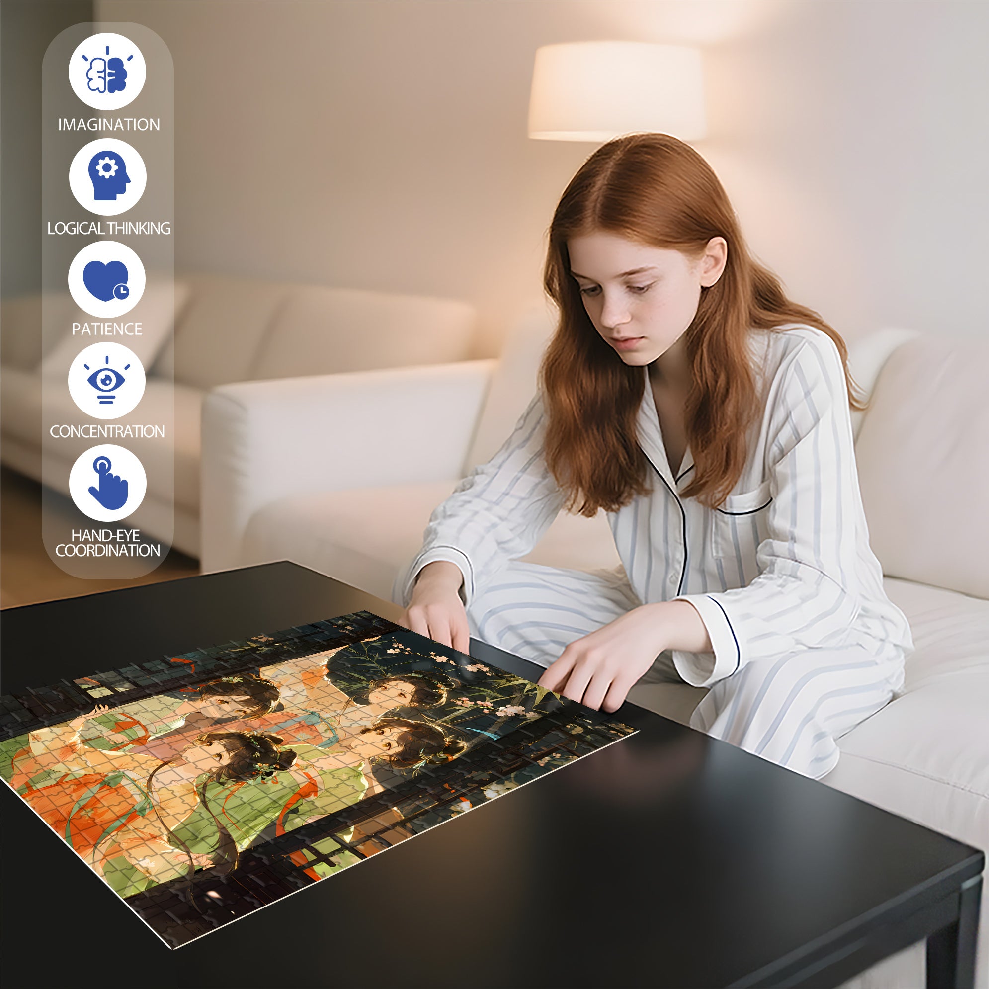 Four Beauties 500pcs/1000pcs Jigsaw Puzzle, Scratch-Resistant, Paper Material, Interactive Family Game & Brain-Boosting DIY Decor, Perfect for Halloween, Christmas & New Year Gifts, Family Puzzle Game