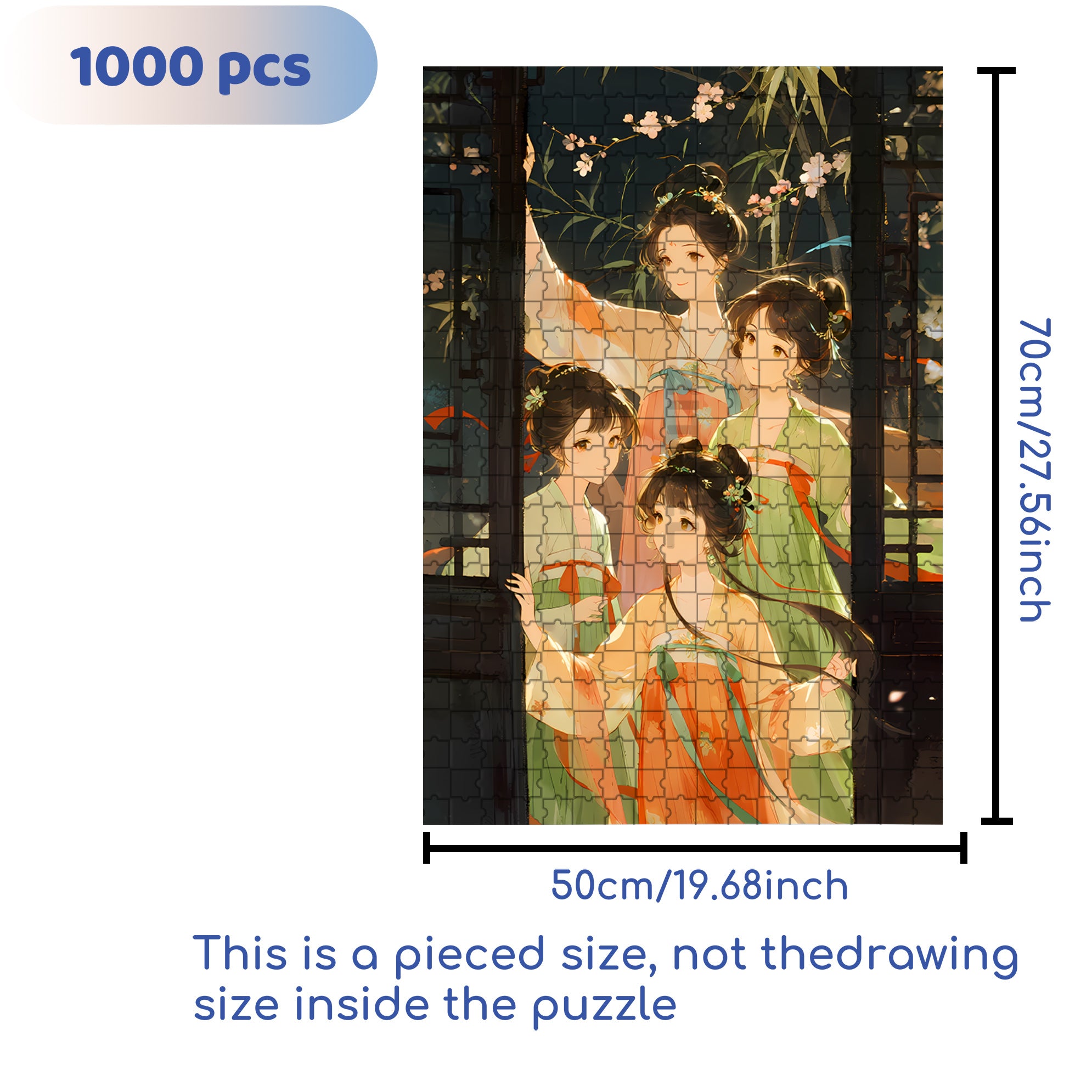 Four Beauties 500pcs/1000pcs Jigsaw Puzzle, Scratch-Resistant, Paper Material, Interactive Family Game & Brain-Boosting DIY Decor, Perfect for Halloween, Christmas & New Year Gifts, Family Puzzle Game