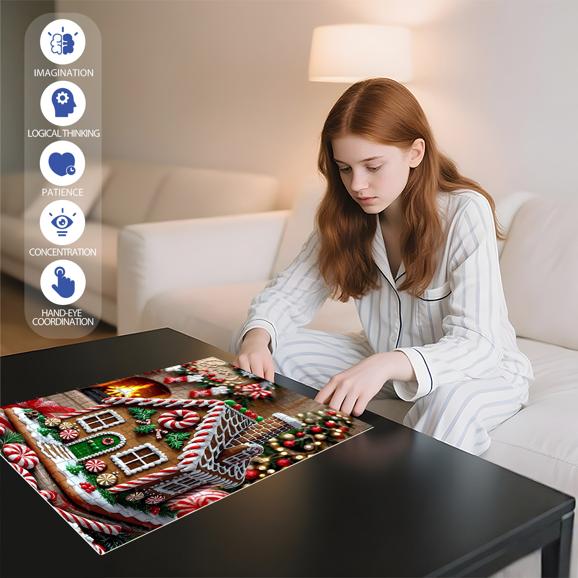 Gingerbread House 500pcs/1000pcs Jigsaw Puzzle, Scratch-Resistant, Paper Material, Interactive Family Game & Brain-Boosting DIY Decor, Perfect for Halloween, Christmas & New Year Gifts, Family Puzzle Game
