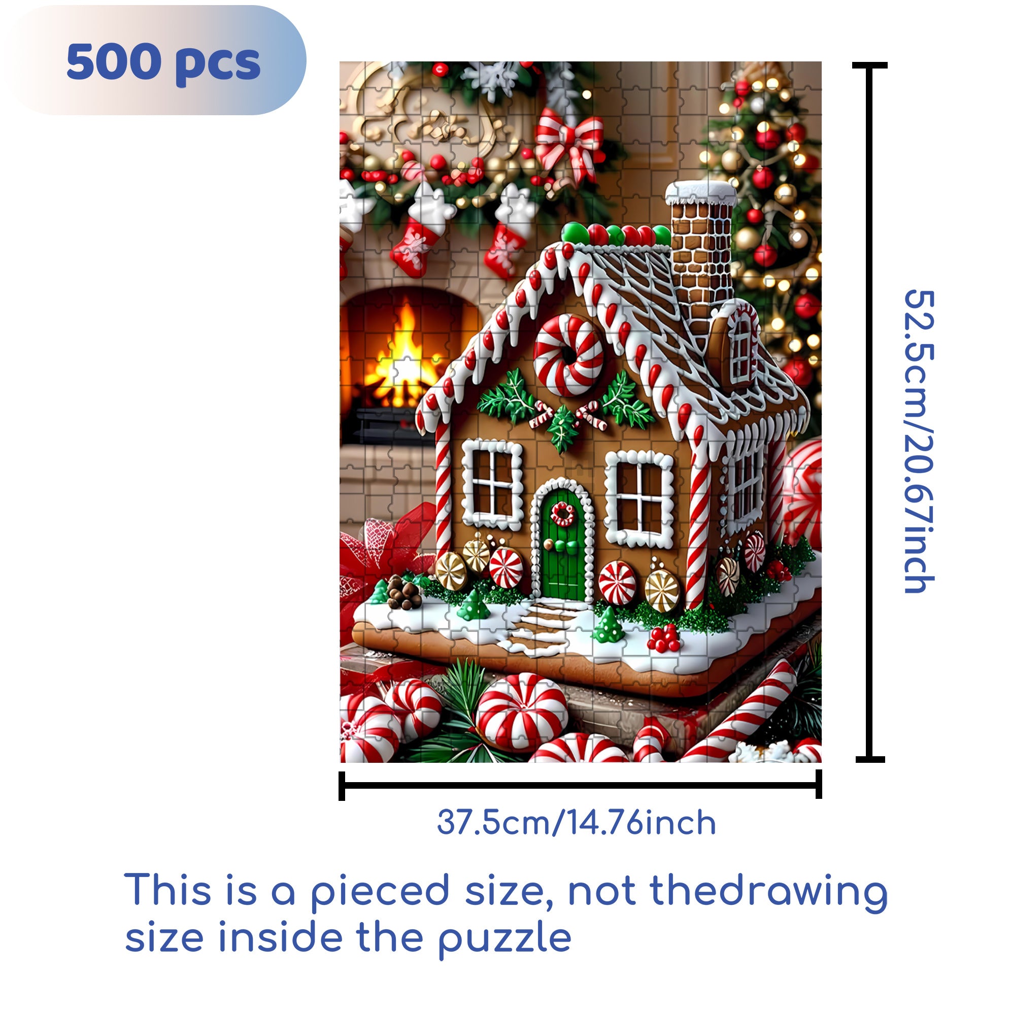 Gingerbread House 500pcs/1000pcs Jigsaw Puzzle, Scratch-Resistant, Paper Material, Interactive Family Game & Brain-Boosting DIY Decor, Perfect for Halloween, Christmas & New Year Gifts, Family Puzzle Game