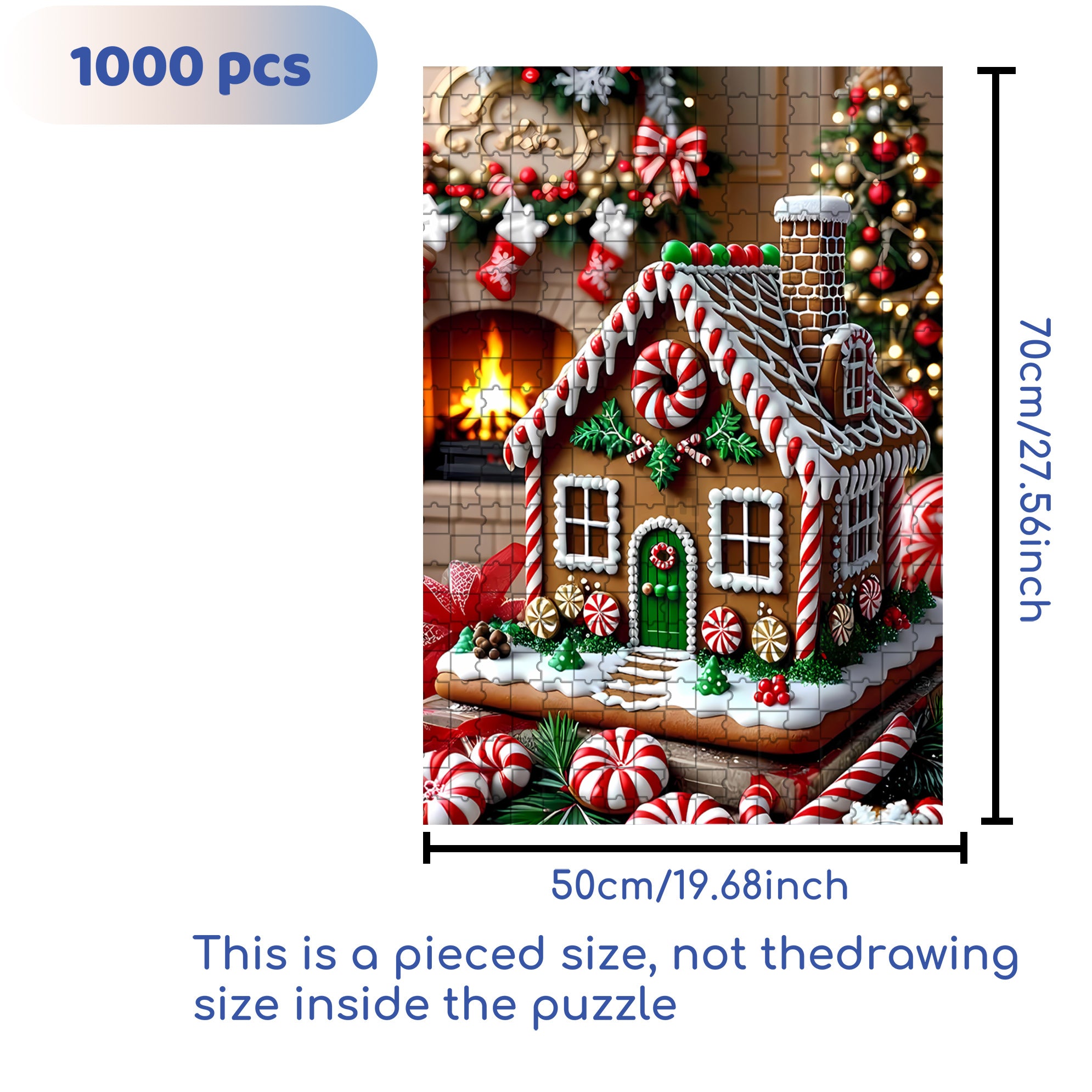 Gingerbread House 500pcs/1000pcs Jigsaw Puzzle, Scratch-Resistant, Paper Material, Interactive Family Game & Brain-Boosting DIY Decor, Perfect for Halloween, Christmas & New Year Gifts, Family Puzzle Game