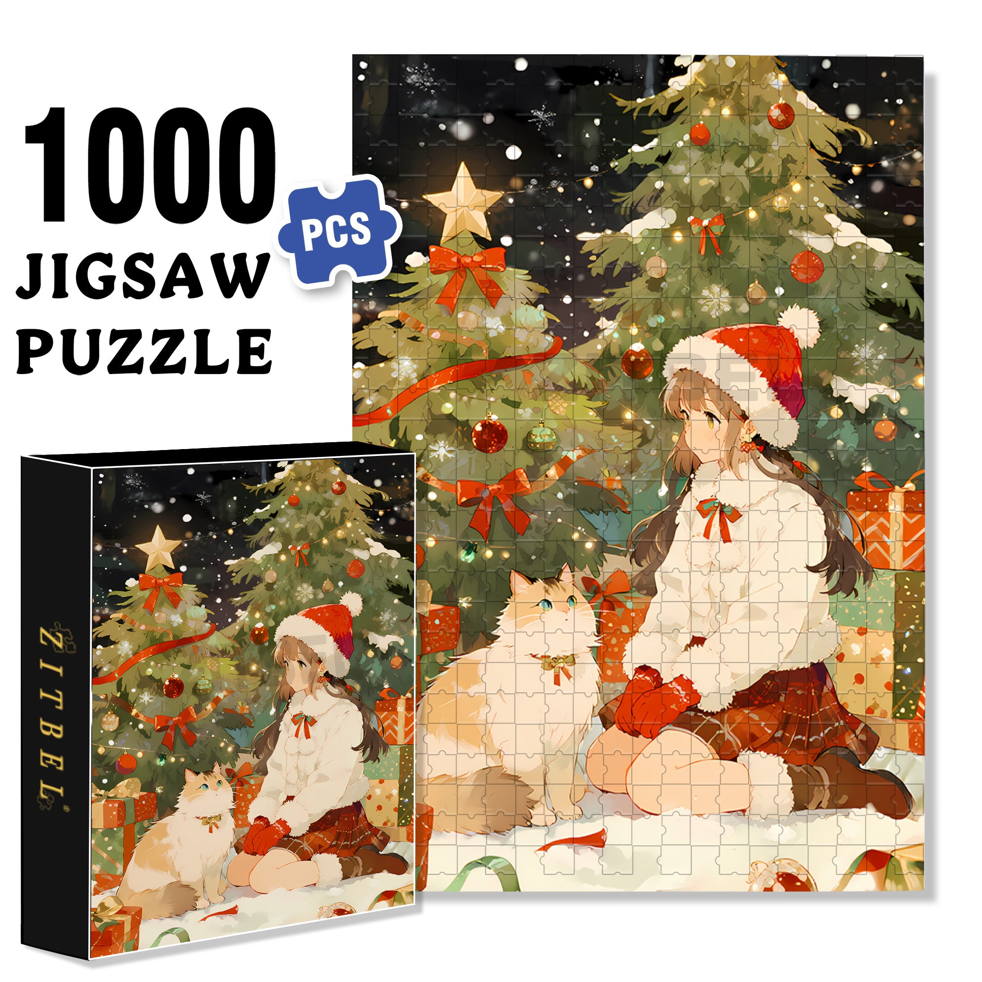 Girl & Persian Cat 500pcs/1000pcs Jigsaw Puzzle, Scratch-Resistant, Paper Material, Interactive Family Game & Brain-Boosting DIY Decor, Perfect for Halloween, Christmas & New Year Gifts, Family Puzzle Game